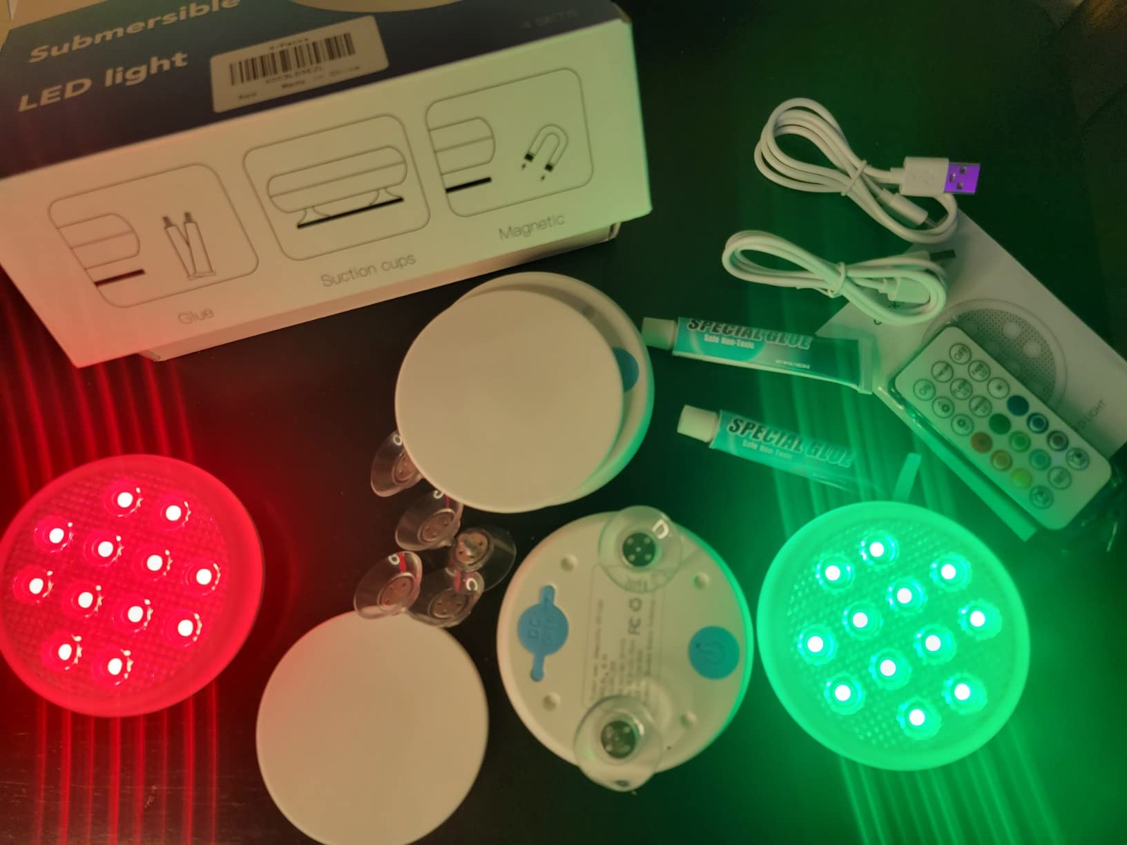 Pool Lights, Rechargeable Submersible Led Lights with Remote, Built-in Magnet 16 Color Changing Floating Lights, IP68 Waterproof Underwater Lights for hot tubs, Pool Decor (2 Pack) customer photo 1