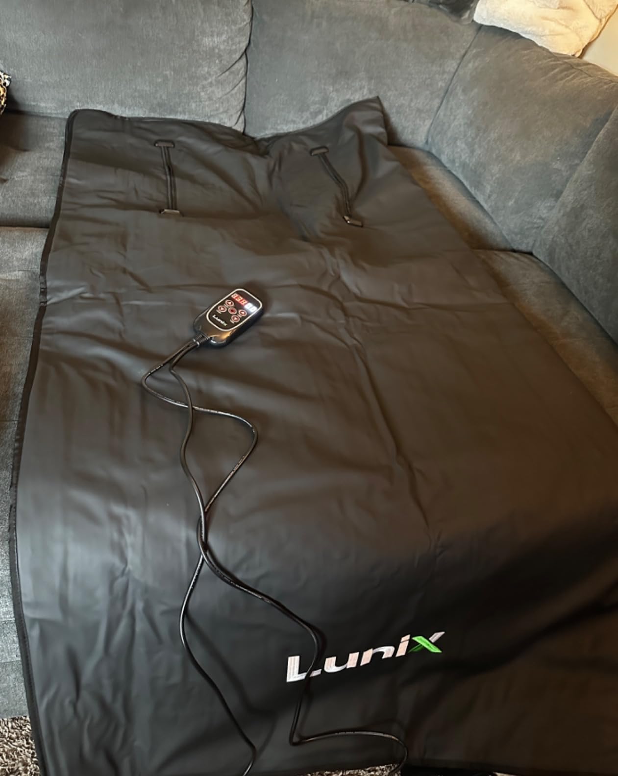 Lunix LX17 Portable Far Infrared Sauna Blanket for Home | Adjustable 77-176°F Far-Infrared Heat with Dual Zippers, Arm Openings & Complete Accessory Set customer photo 1