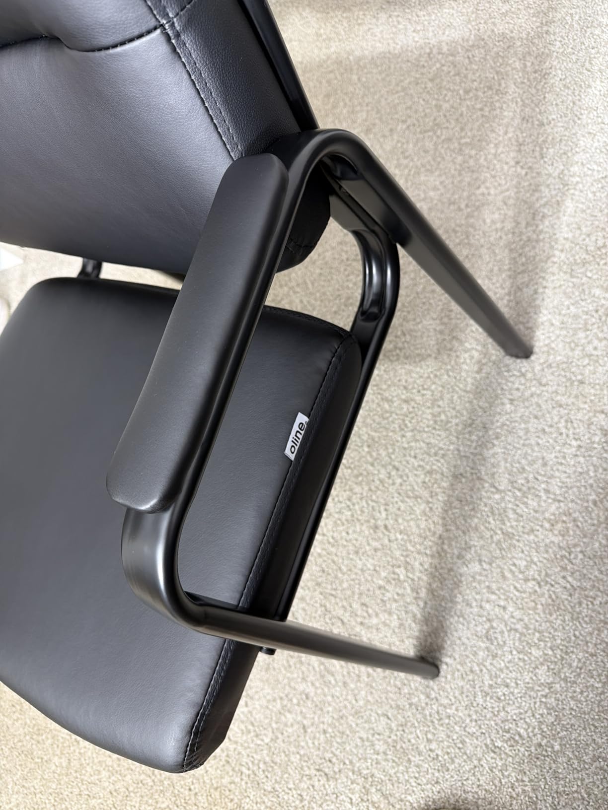 Oline Leather Guest Chair with Padded Arms, Reception Meeting Conference Waiting Room Lobby Home Desk Big and Tall Executive Office Chair, Black (1 Pack) customer photo 2