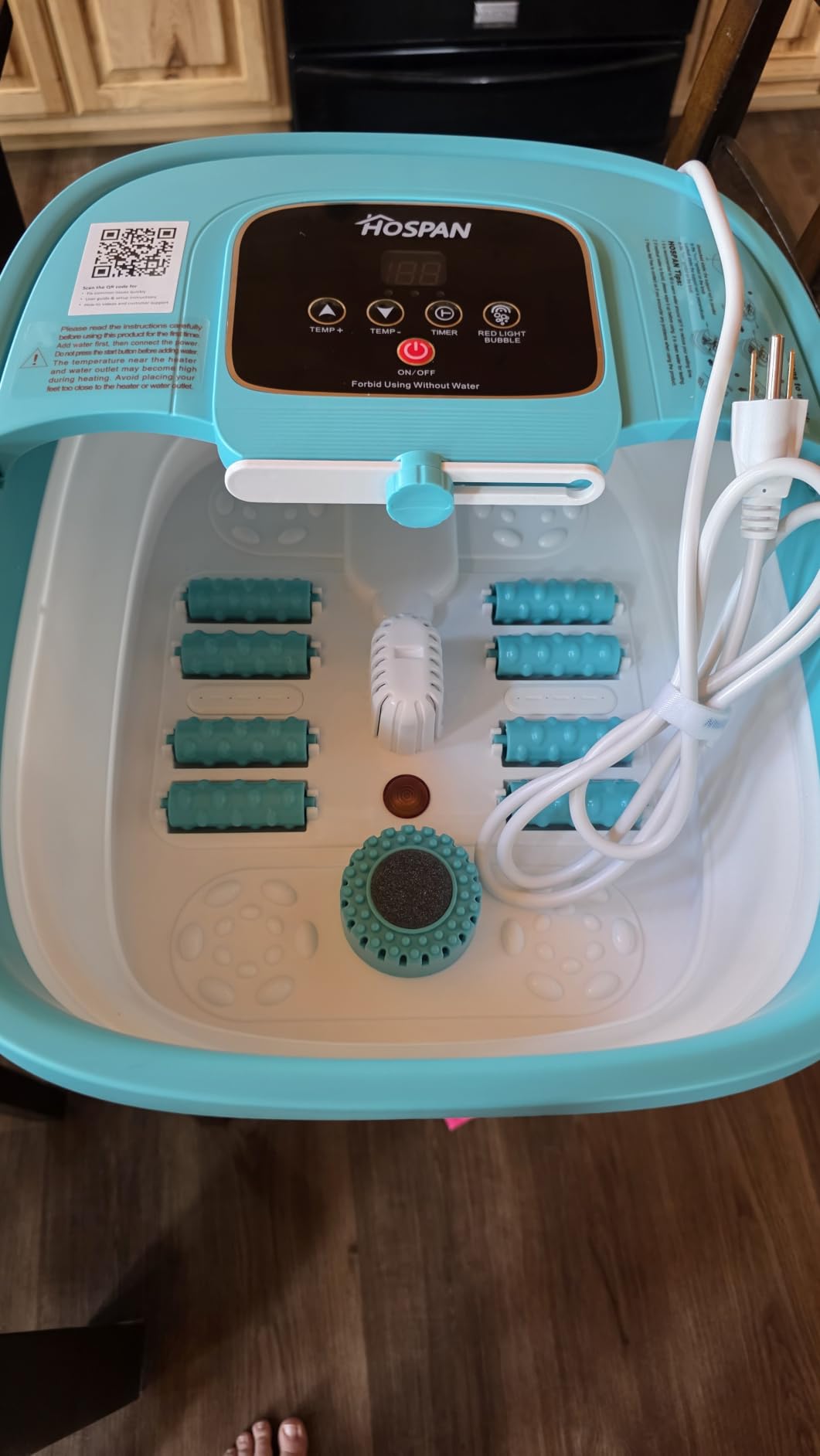 HOSPAN Collapsible Foot Spa with Heat, Bubble, Red Light, and Temperature Control, Foot Bath Massager with 8 Shiatsu Massage Rollers, Pedicure Foot Spa for Relaxation and Stress Relief, Black customer photo 1