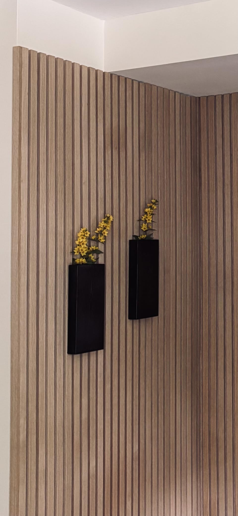 Wood Wall Planter Set of 2, Wood Wall Pocket for Greenery and Dried Flowers, Indoor Hanging Vase, Modern Farmhouse Wall Decor for Living Room Bedroom Office Eucalyptus Stems Decorations (Walnut) customer photo 1