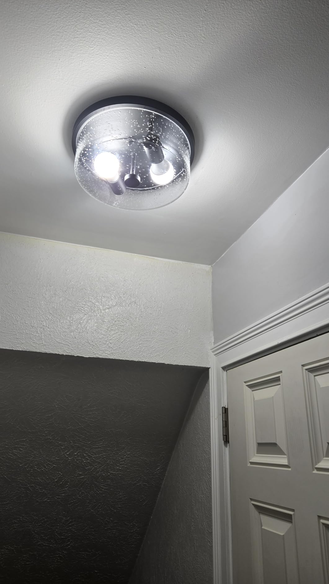 Black Flush Mount Ceiling Light Fixtures, 2-Light Ceiling Mount for Farmhouse with Seeded Glass Lampshade, Industrial Flush Mount Light Fixture Farmhouse for Hallway, Kitchen, Entryway and Foyer customer photo 1