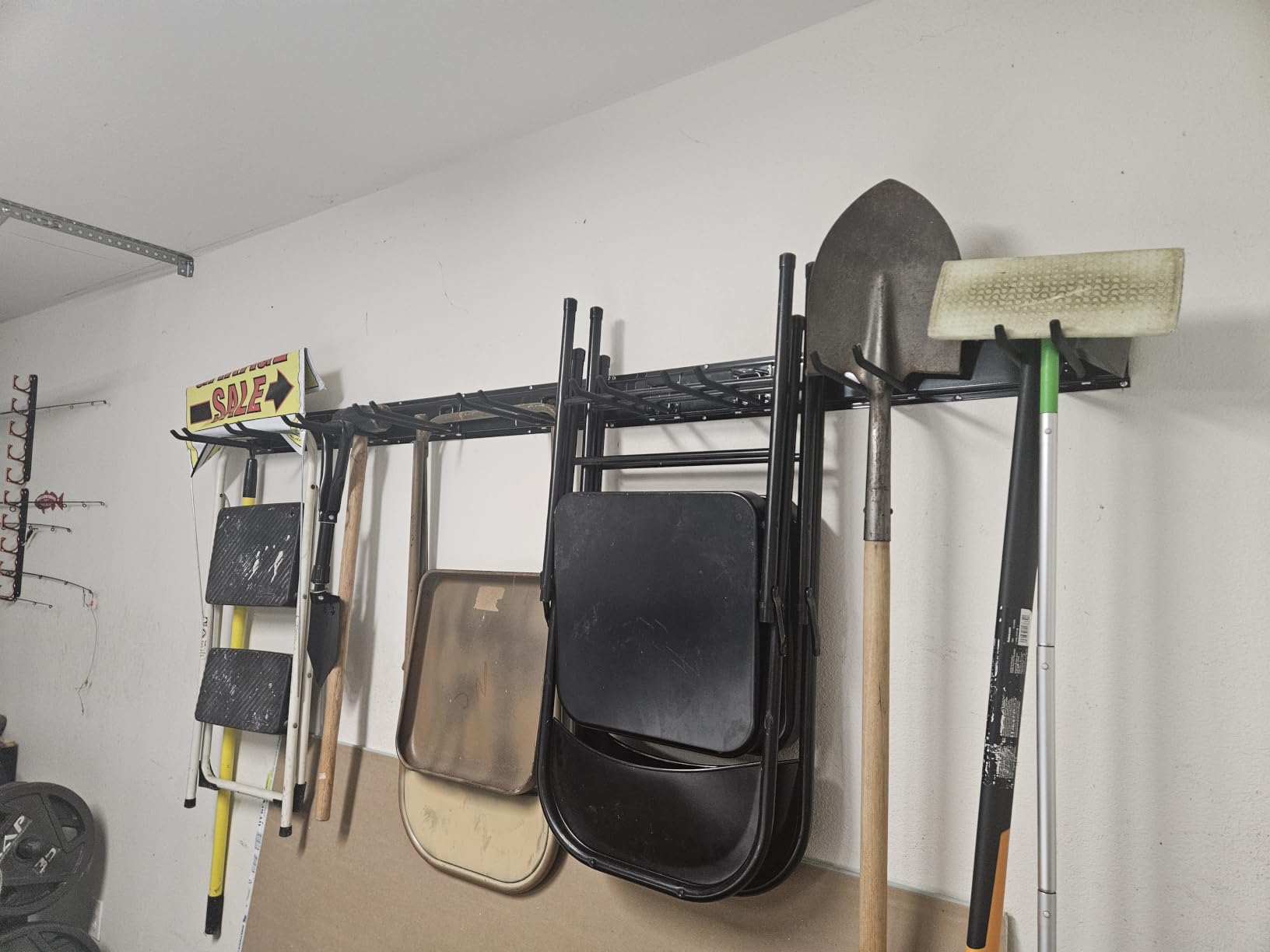 TIDYME Garage Tool Organizer Wall Mount - 48 inches - Sturdy Storage Rack with Adjustable Hooks, Anti-Rust - Easy Installation, 300lbs Capacity - Garden Tool Organizer (03 Racks & 06 Hooks) customer photo 2