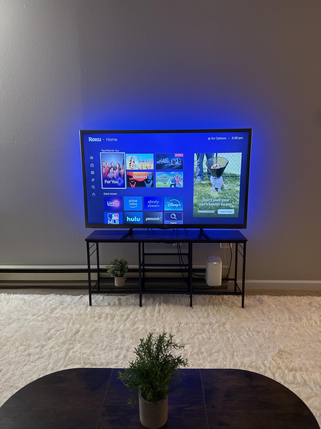 Furologee TV Stand for TVs up to 55 Inch, Entertainment Center with Open Storage Shelves, Media Console Table with Soundbar Shelf, Rustic Brown customer photo 1