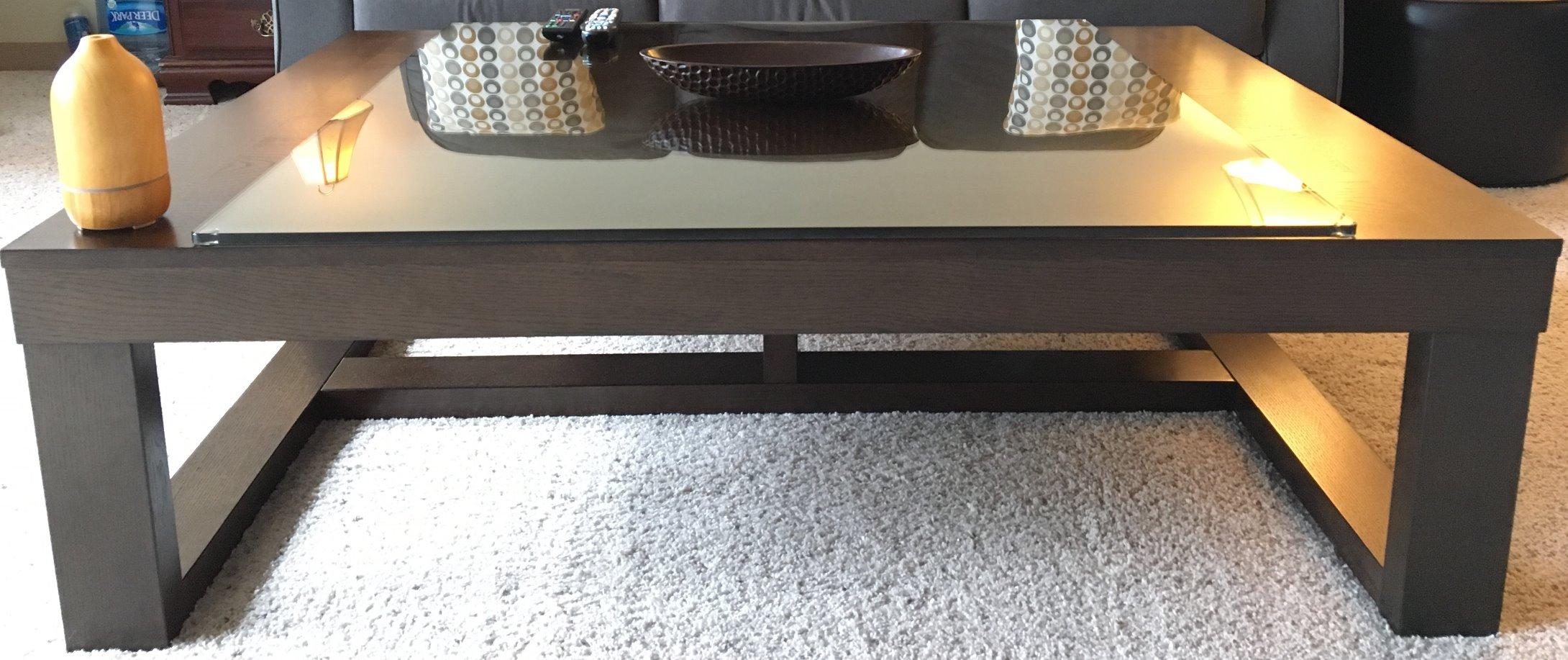 Signature Design by Ashley Coffee Table, Rectangular Marble, Living Room | Genuine natural marble top with oak veneer and MDF substrate trestle base, Oversized for large sectionals, Loyaska Series customer photo 1