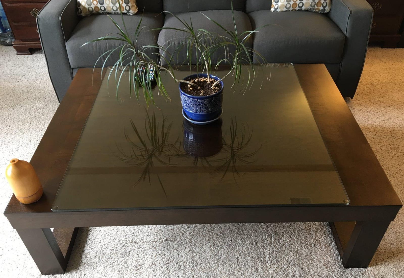 Signature Design by Ashley Coffee Table, Rectangular Marble, Living Room | Genuine natural marble top with oak veneer and MDF substrate trestle base, Oversized for large sectionals, Loyaska Series customer photo 2