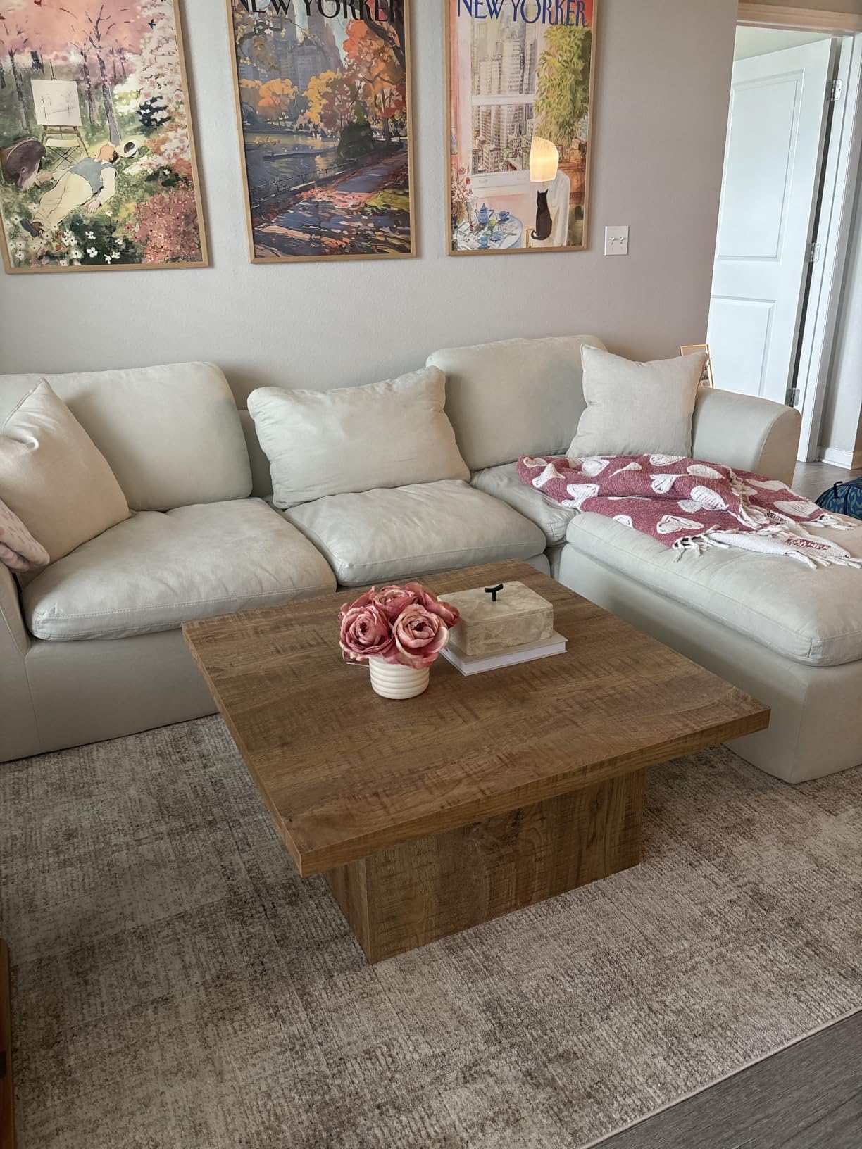 Coaster Home Furnishings Zetta Square Coffee Table, Mango Wood, 35-Inch Top | Rustic Wood-Look Laminate, Modern Living Room Centerpiece Furniture customer photo 1