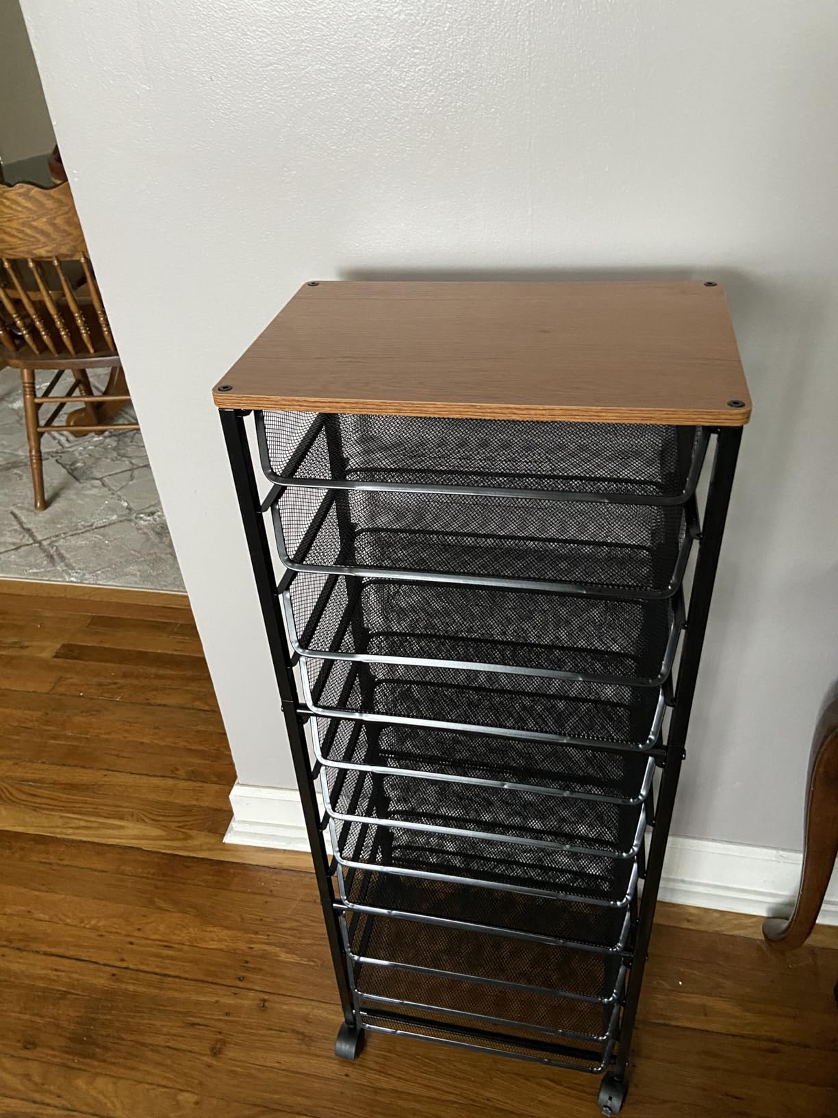 Simple Trending 12-Tier Rolling File Cart, Desk File Organizer with 11 Mesh Sliding Trays, Letter & Legal Paper Storage Rolling Utility Cart for Office Home School, Black customer photo 1