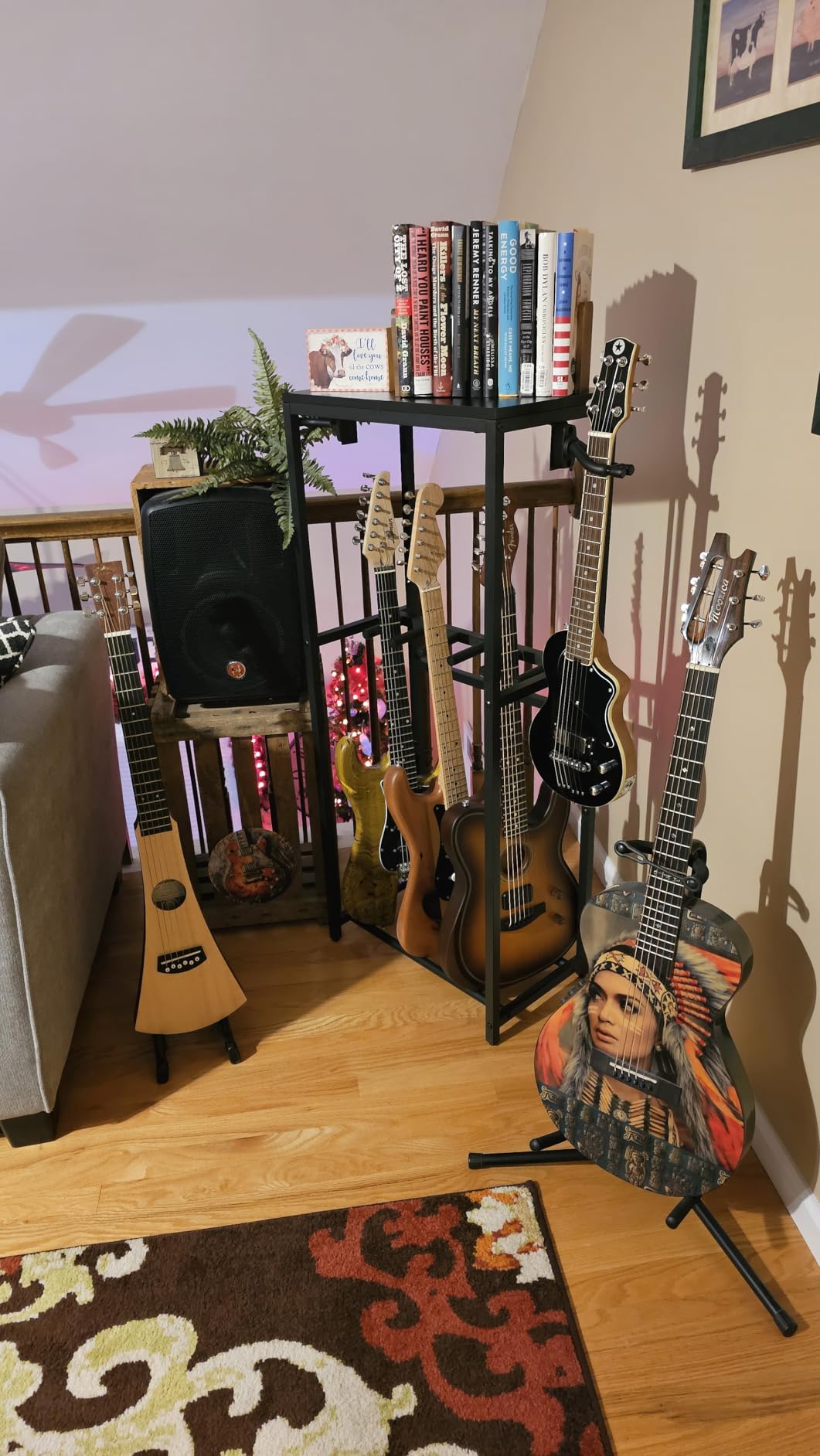 MAHANCRIS Guitar Stand, Guitar Rack for Acoustic Holder, Electric Guitar, Bass, Multiple Guitar Rack Holder for Guitars, Guitar Amp Accessories, for Home Music Studio, Black GSHB6501 customer photo 2