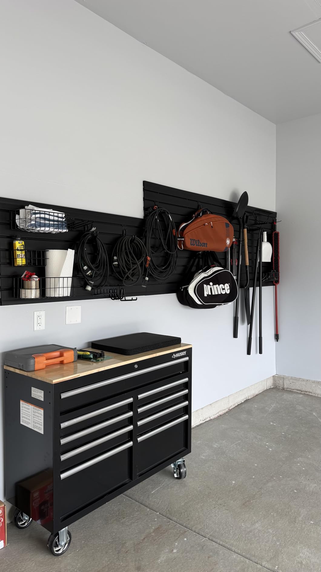 FRAYSCENT Slat Wall Paneling Garage Slat Wall Storage Systems Slatwall Panels Power Tool Organizer Wall Mount, PVC Garage Storage & Organization Products Slate Board (Grey, 4ft x 8ft) customer photo 1