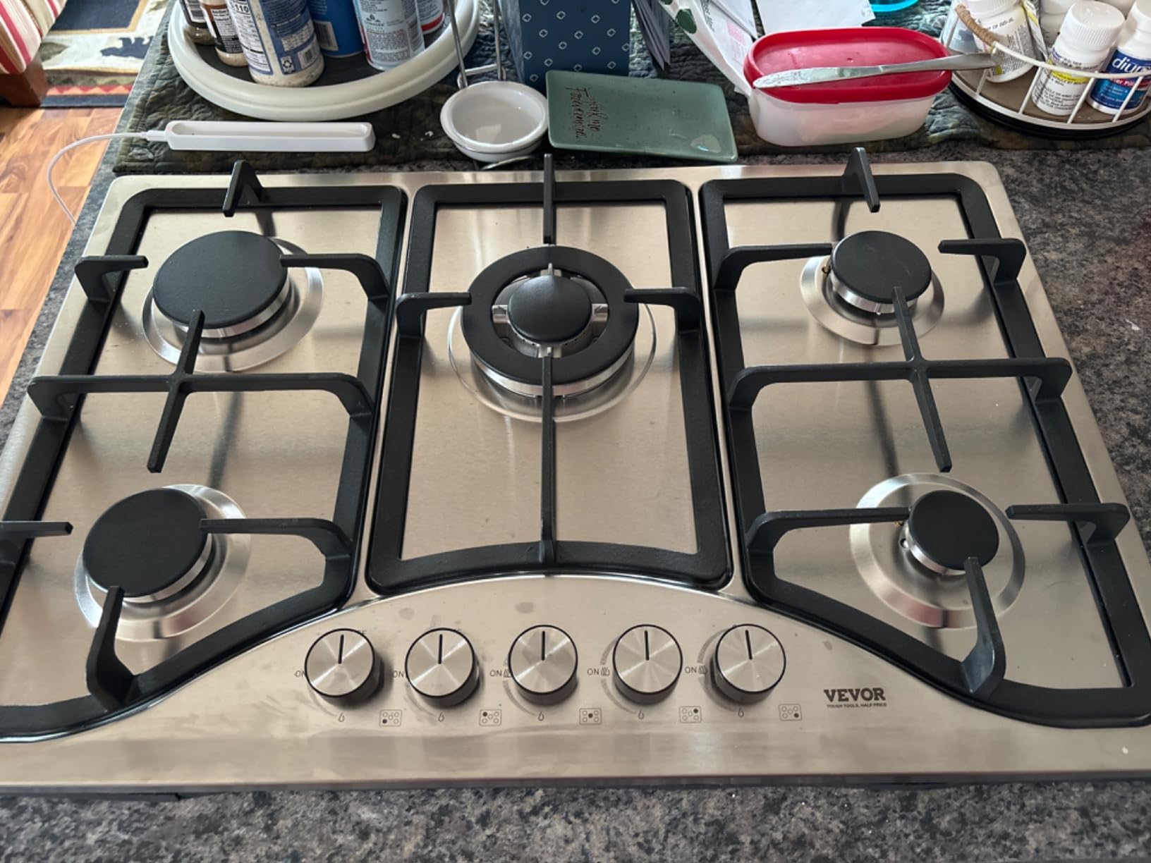 VEVOR 30-inch Gas Cooktop, 5 Burners Built-in Gas Stove Top, Max 12250BTU NG/LPG Convertible Stainless Steel Cooktops, with Thermocouple Protection for Camping, RV, Apartment customer photo 1