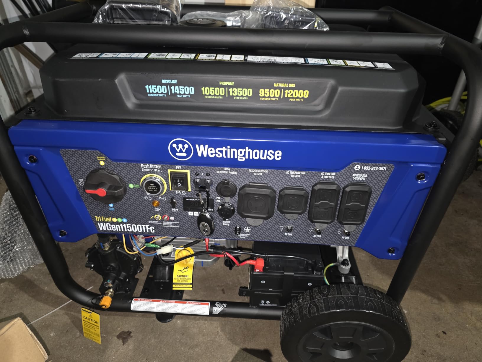 Westinghouse 14500 Peak Watt Tri-Fuel Home Backup Portable Generator, Remote Electric Start, Transfer Switch Ready, Gas, Propane, and Natural Gas Powered customer photo 2