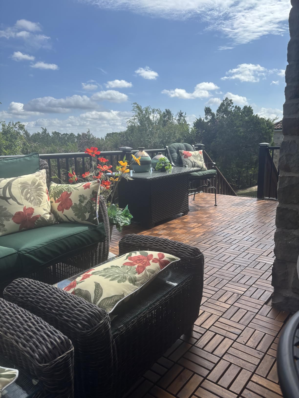 THYOI Premium Deck Tiles, 10 Pcs Patio Flooring - Brown - Crossed Pattern customer photo 1