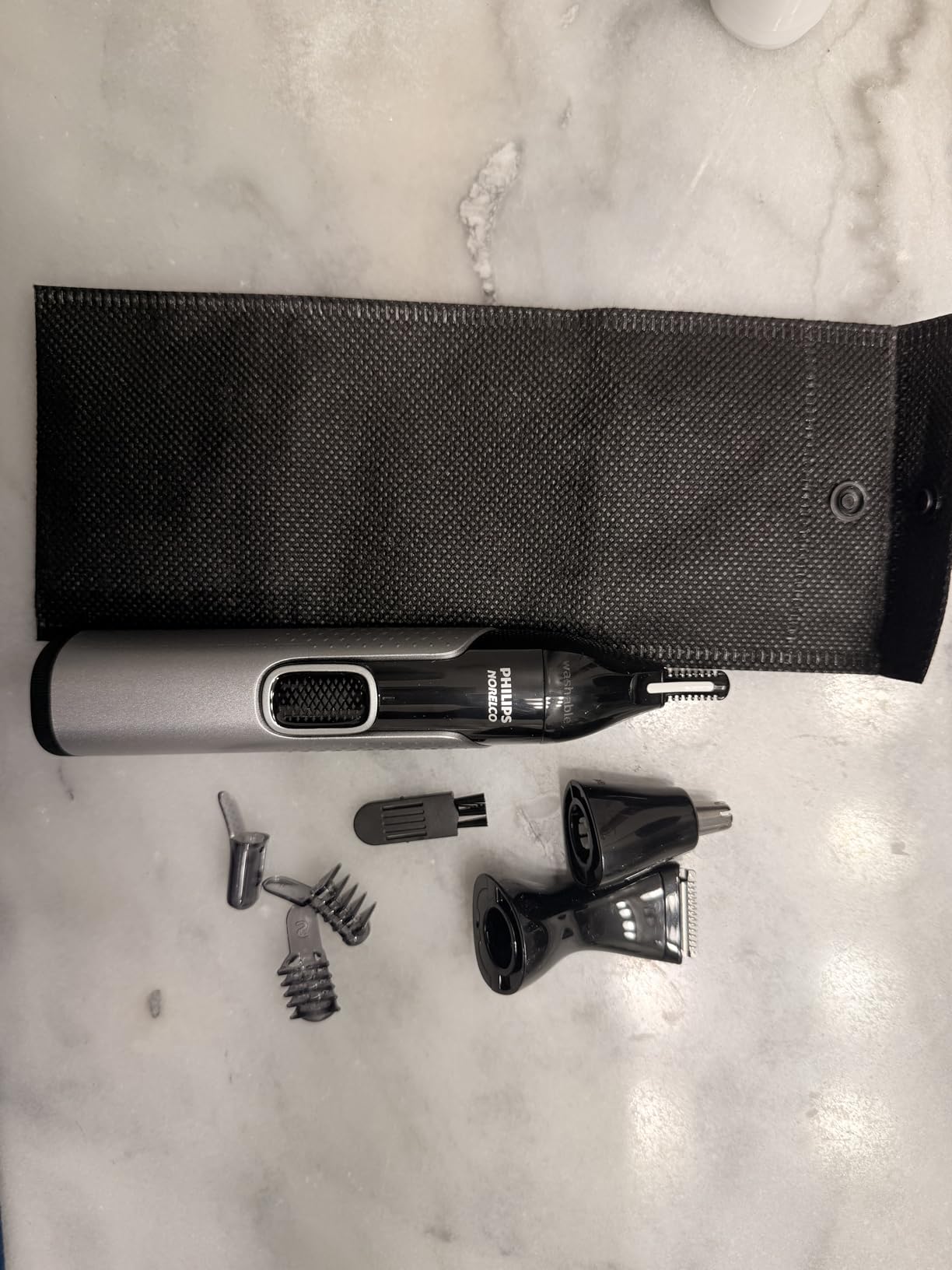 Norelco Philips Nose Trimmer 5000 for Nose, Ears, Eyebrows & Details, Protective Guard System, Dual-Sided Steel Blades, Eyebrow Combs, Rotary & Detail Trimmer, Washable, AA Battery, NT5600/62 customer photo 2