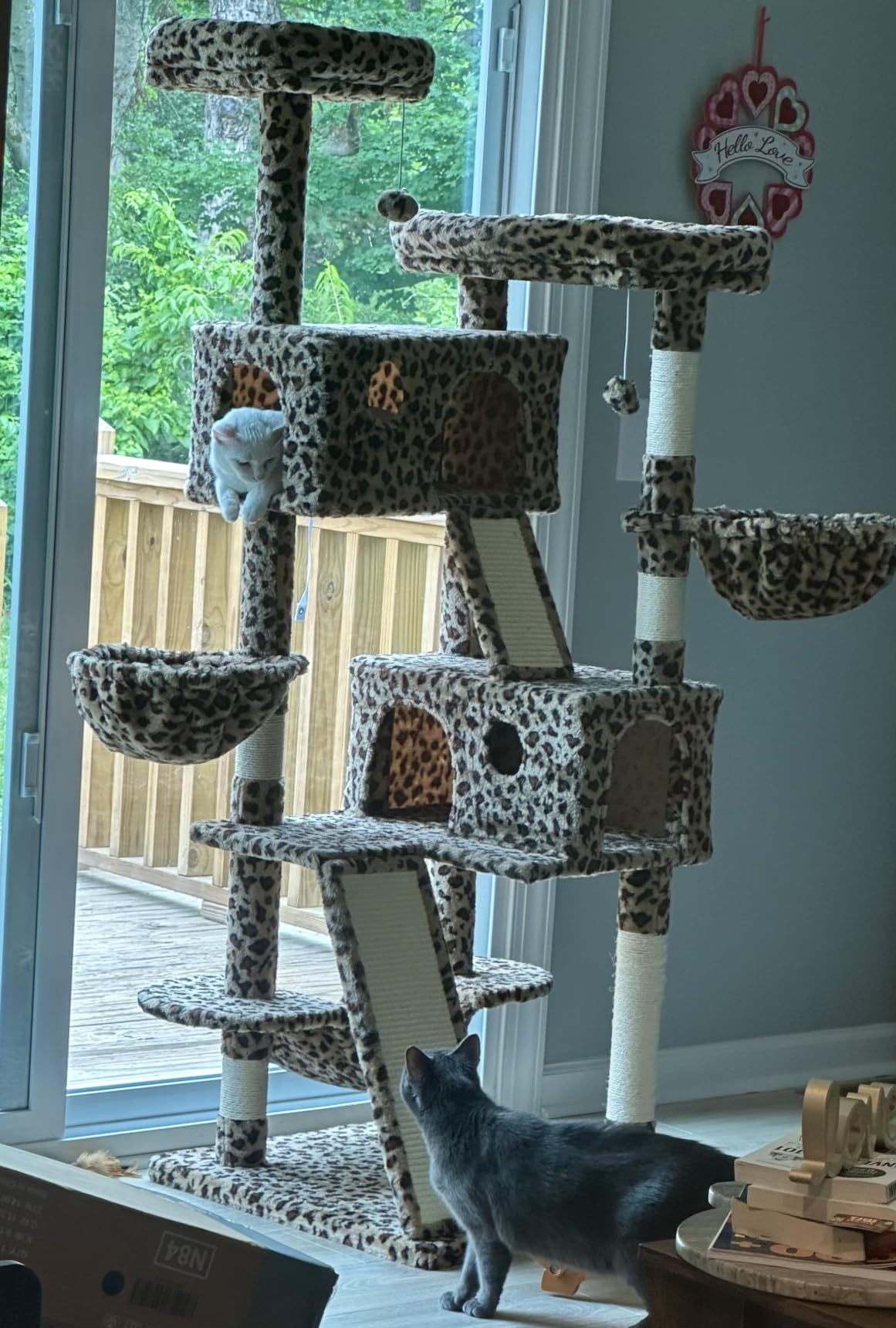 SHA CERLIN 65in Larger Cat Tree Tower Condo for Indoor Kitties/Multi-Level Furniture Activity Center with Wide Base/Cozy Plush Cat Perches/Baskets/Sisal Scratching Posts and Hammock/Beige customer photo 2