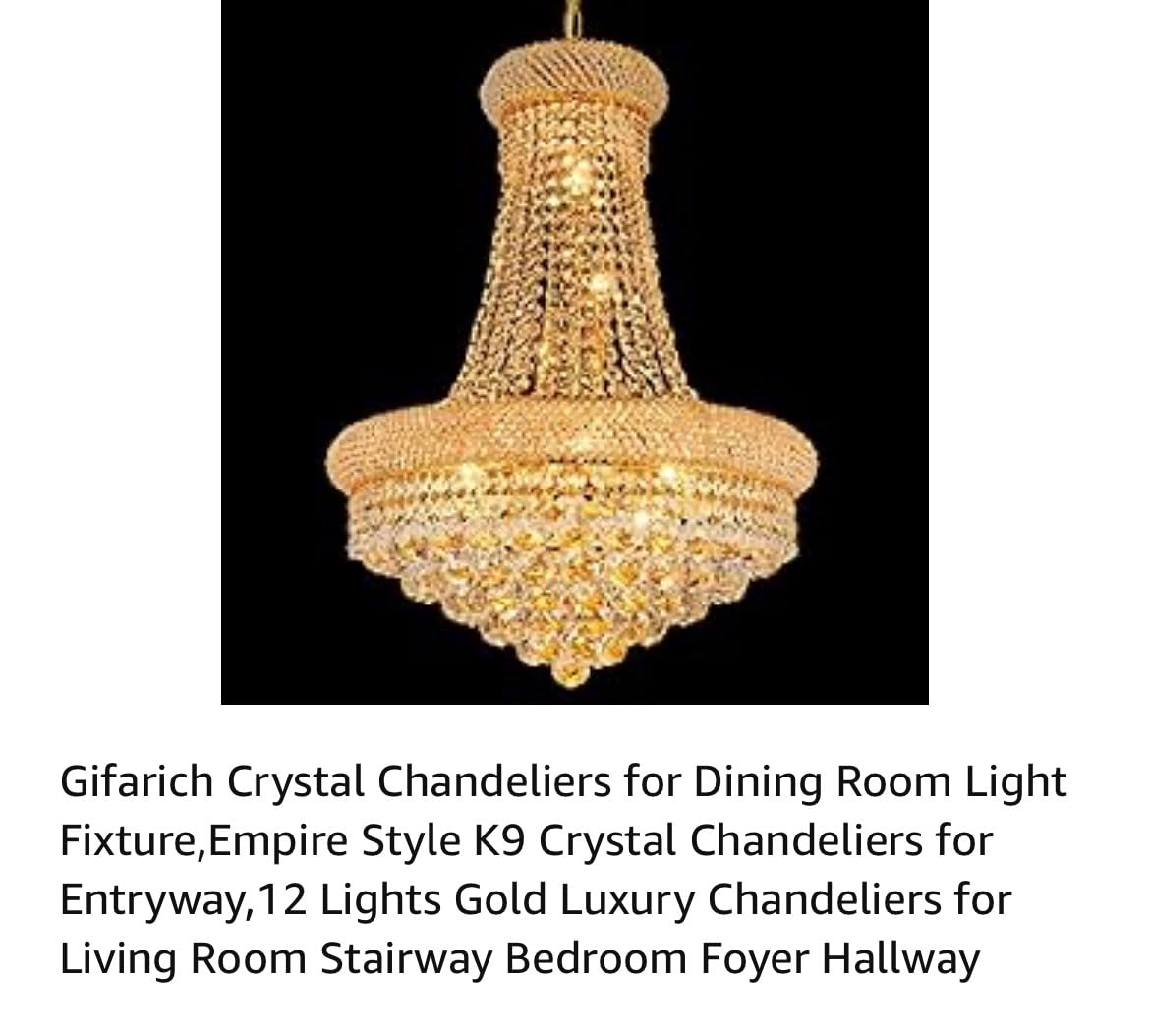 Chrome Crystal Chandeliers for Dining Room, 12-Lights D22 Inch | Empire Style K9 Crystal Chandeliers for Entryway, Luxury Lighting Fixtures for Living Room Entryway Foyer Adjustable Height customer photo 1