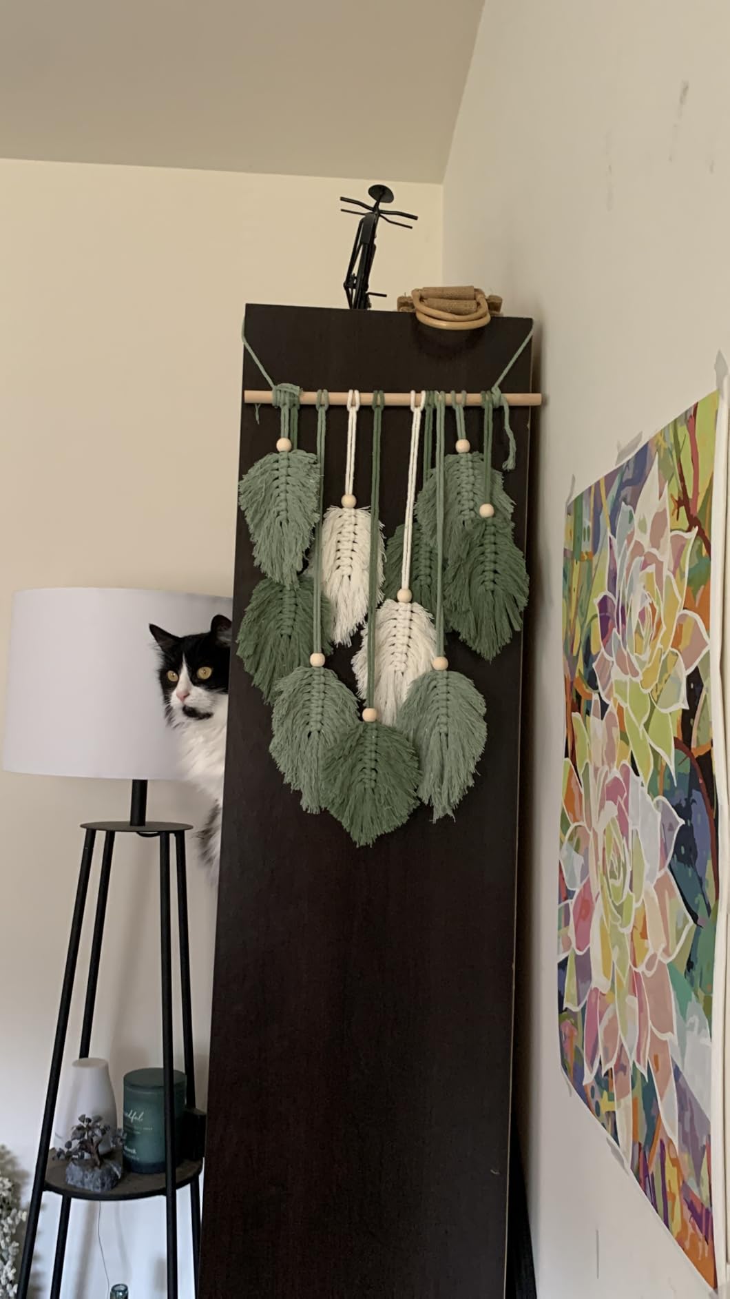 FREEBLOSS DIY Macrame Leaf Wall Hanging Beginners | Macrame Kit Leaf Woven Tapestry Feather Wall Hanging DIY Macrame Kit for Adults Birthday Gift customer photo 2