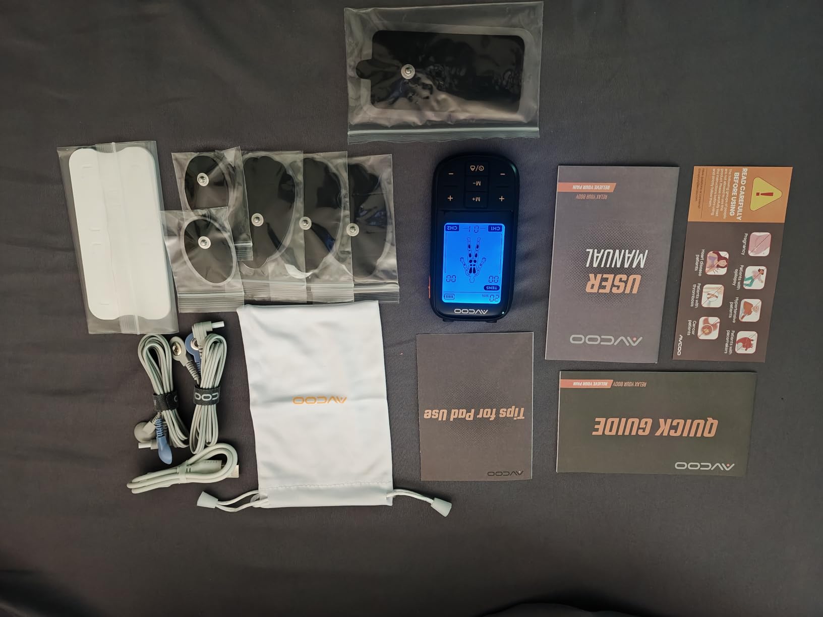 AVCOO 3-in-1 TENS Unit Muscle Stimulator with 30 Modes, 40 Intensities TENS Machine for Gradual Back Pain Relief Therapy, Rechargeable EMS Unit Massager with 12 TENS Electrode Pads, a Storage Bag customer photo 1