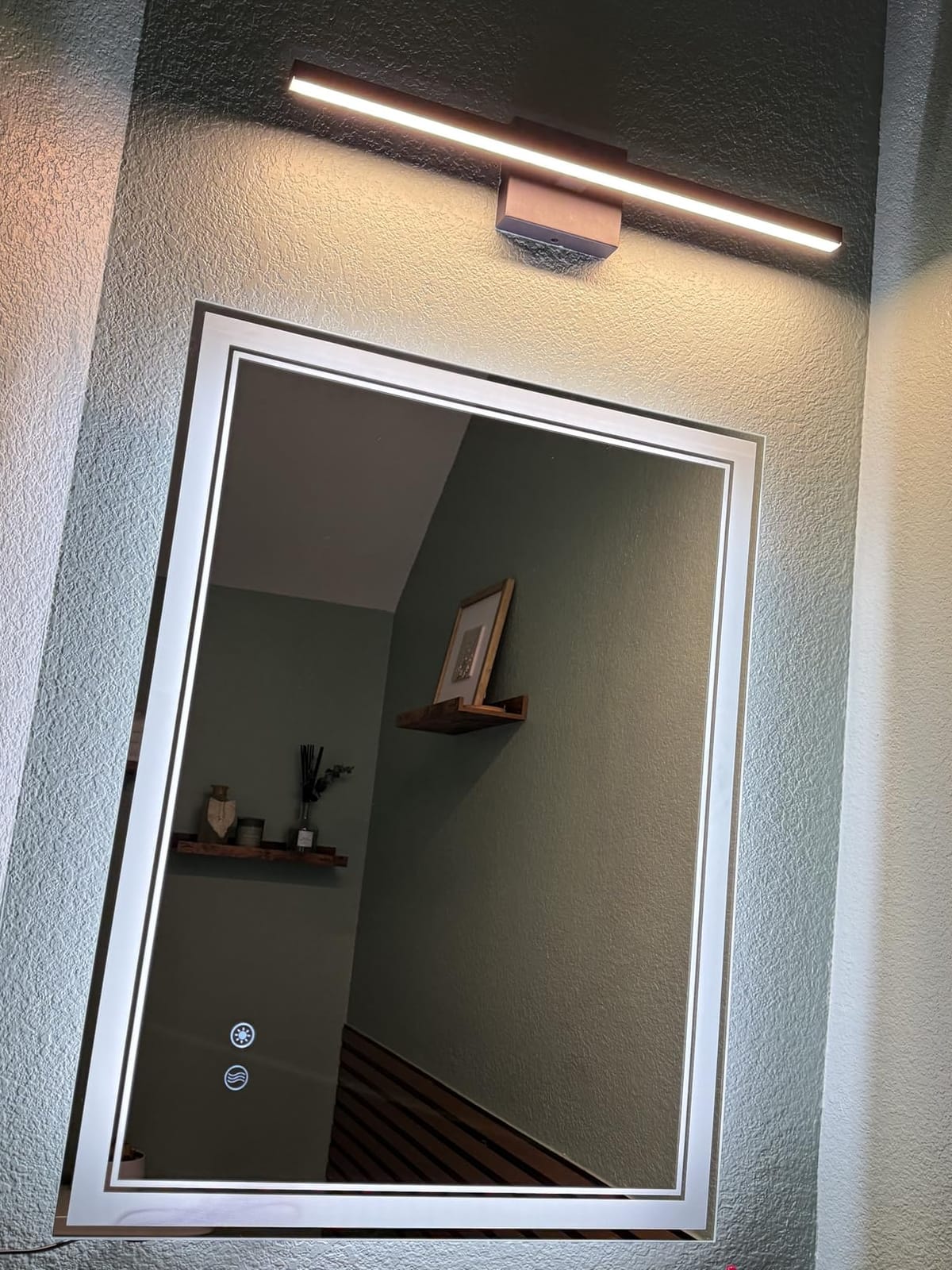 48 x 28'' LED Mirror for Bathroom, Bathroom Mirror with LED Lights | Fogless, Stepless Dimmable 3 Colors, Lighted Bathroom Mirror Wall Mounted, Tempered Glass, Horizontal/Vertical customer photo 1