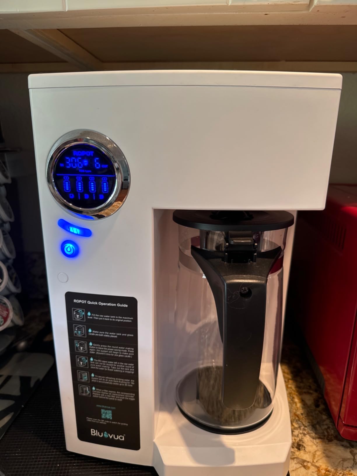Bluevua RO100ROPOT Countertop Reverse Osmosis Water Filter System | Portable RO Filtration with Remineralization, No Installation, WQA & NSF Certified - ROPOT-UV, 6-Stage RO customer photo 1