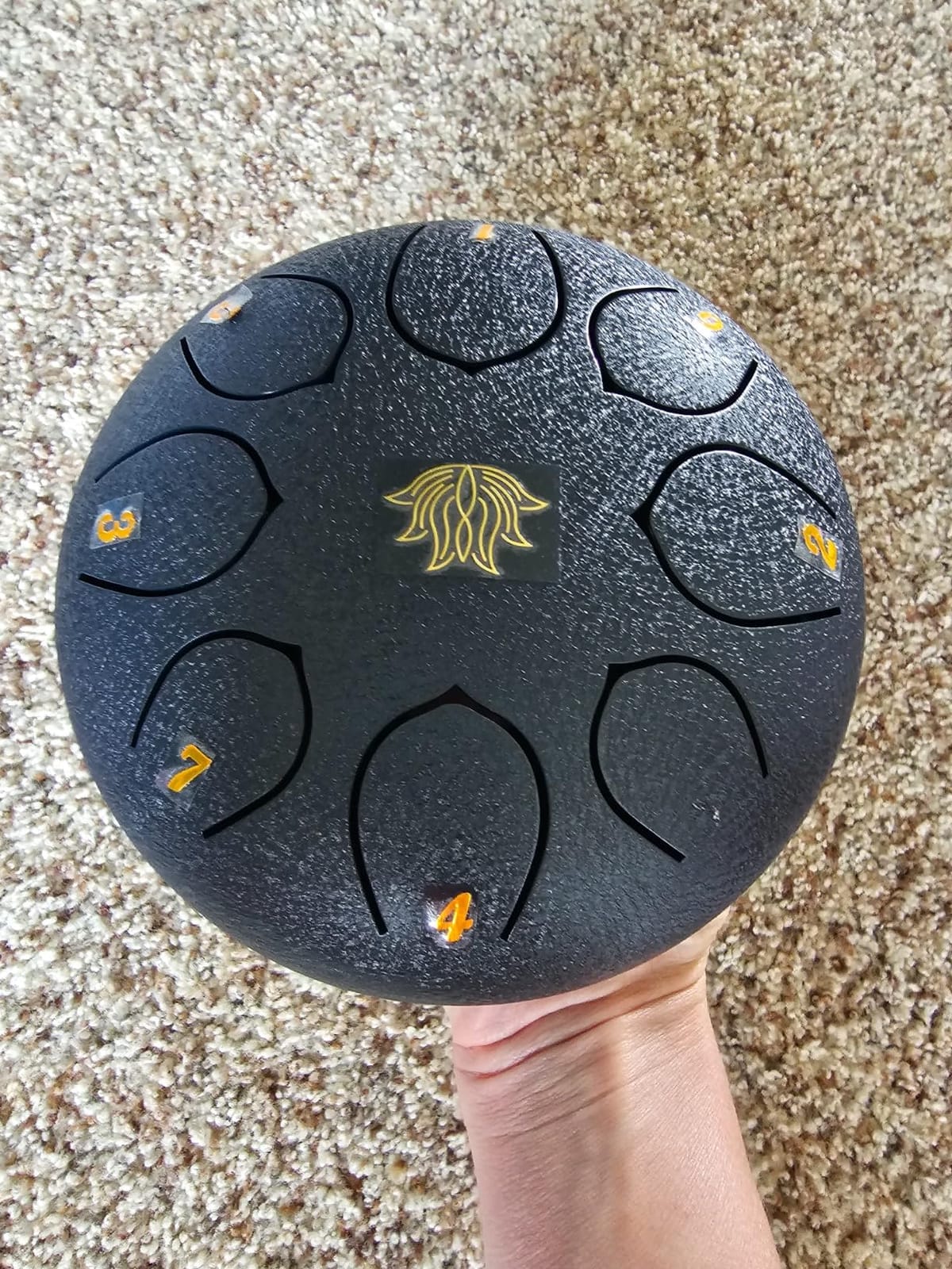 Eavnbaek 22-Inch 10-Notes 440Hz D Minor Kurd Advanced Handpan Drum Gold with Soft Bag, 2 Handpan Mallets, Stand and Dust-Free Cloth customer photo 1