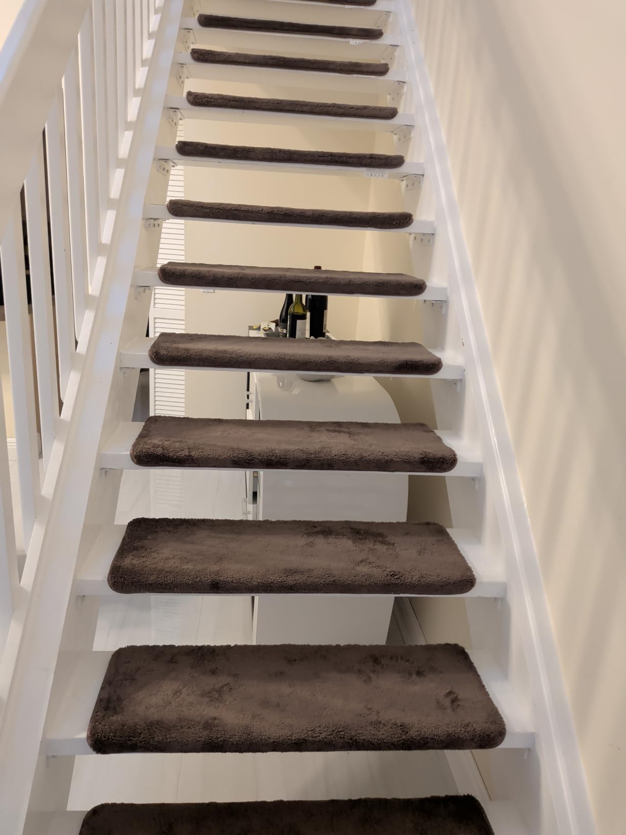 PURE ERA Bullnose Carpet Stair Treads Ultra Plush Grey 14 Pcs | 30x9.5 Inch Self Adhesive Non Slip Soft Stair Carpet for Wooden Step Indoor, Reduce Noise for Stairs, Washable and Reusable customer photo 1