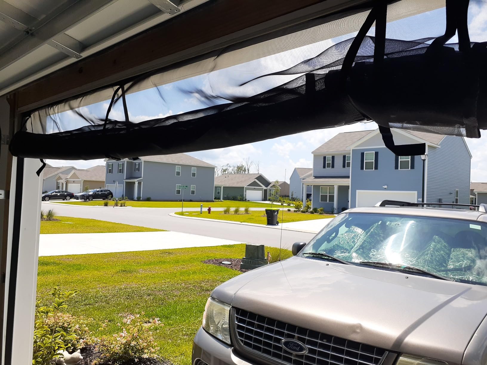 Garage Door Screen 2 Car 16x7ft Garage Screen Door, Upgraded PET Mesh Stronger Than Fiberglass and Polyester, Heavy Duty Weighted Bottom and Magnetic Closure, Hands Free, Easy Assembly customer photo 2