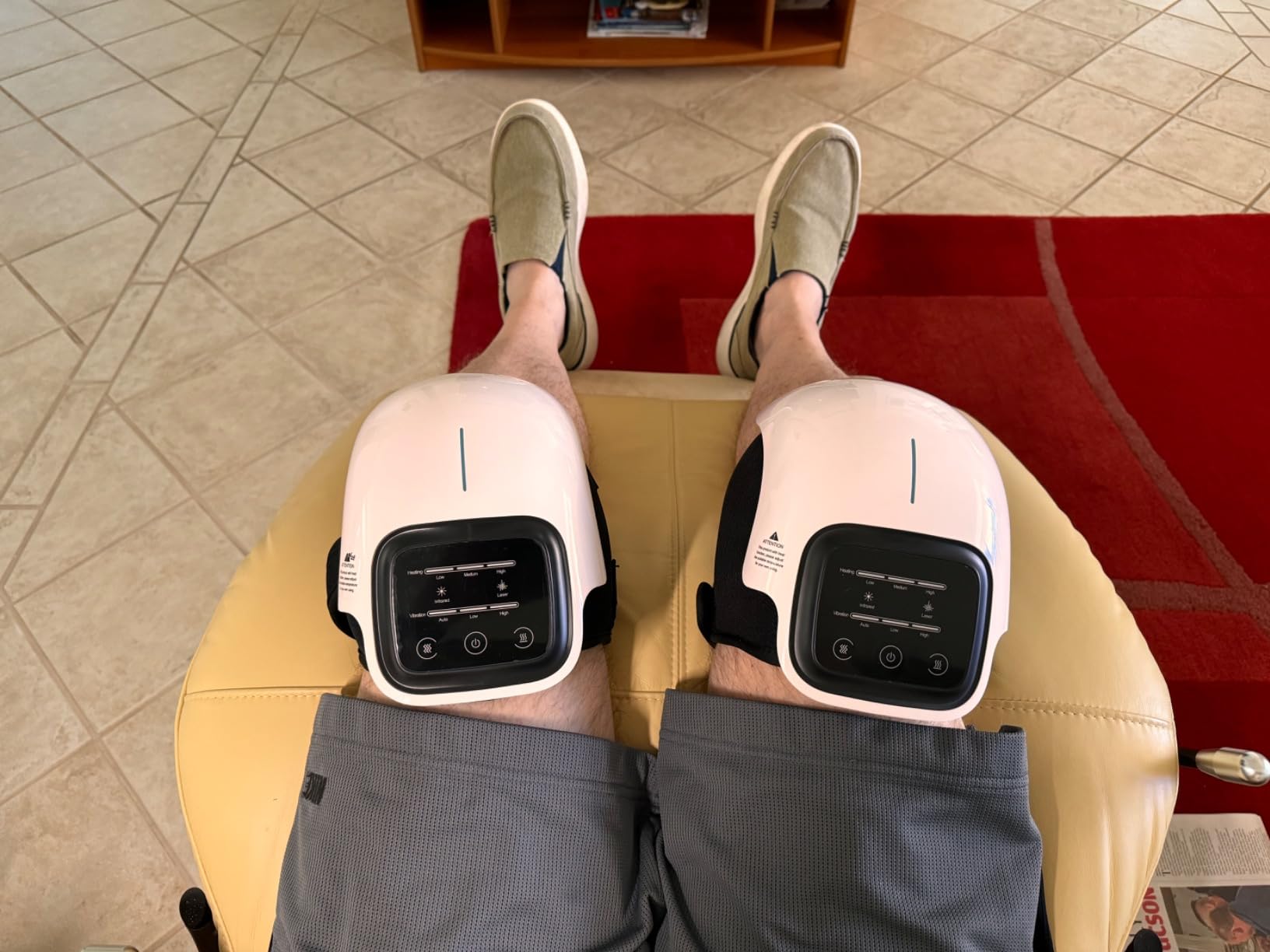 Cordless Knee Massager with LED Screen, Infrared Heat and Vibration Knee Pain Relief for Swelling Stiff Joints, Stretched Ligament and Muscles Injuries, Portable Knee Massage for Family and Friends customer photo 2