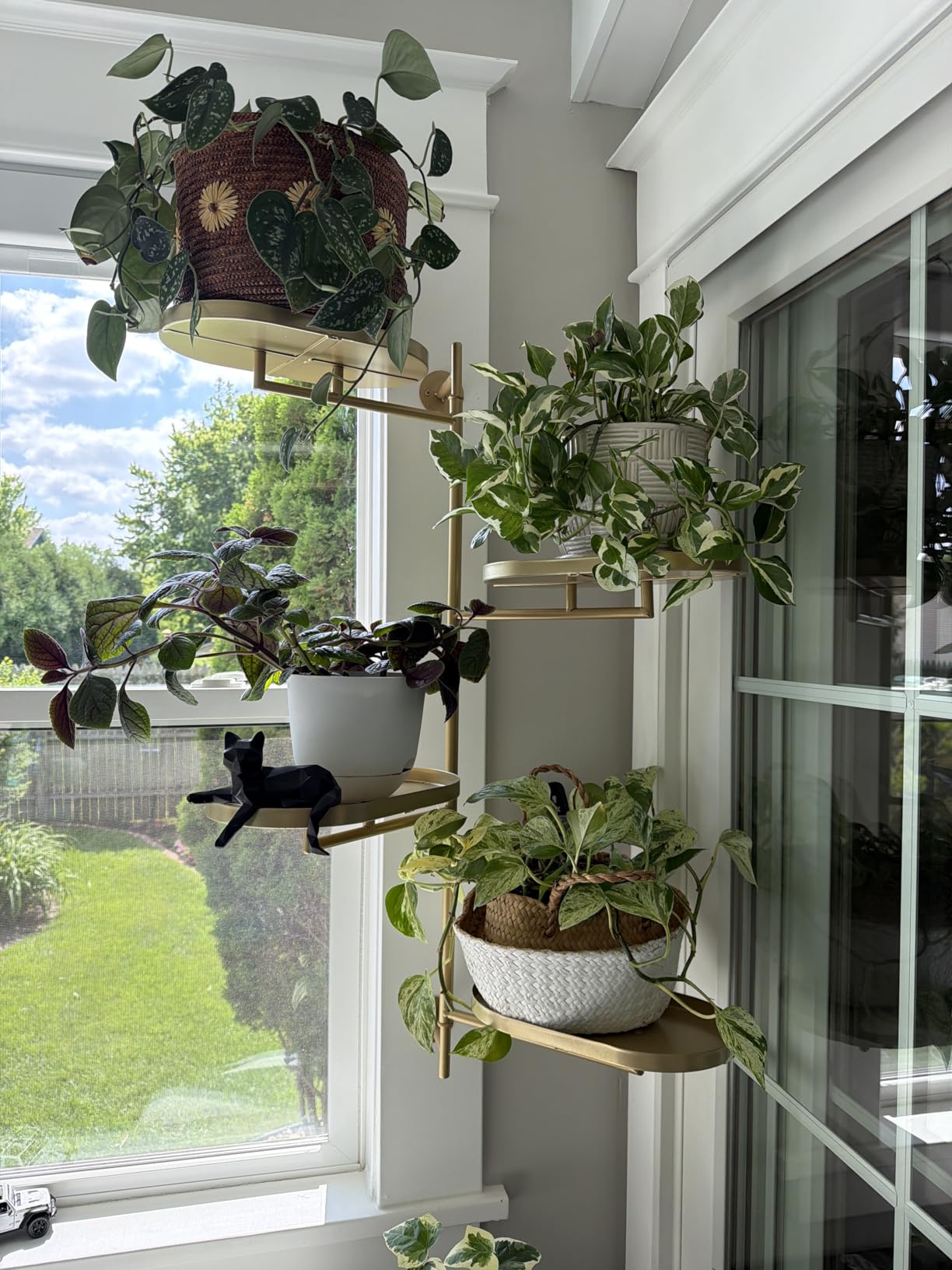 Window Plant Shelf, Wall Mounted Rotating Plant Holder Indoor | 3-Tier Metal Window Plant Shelves, Swivel Wall Plant Holder for Flowers, Herbs, Succulents and Houseplants customer photo 1