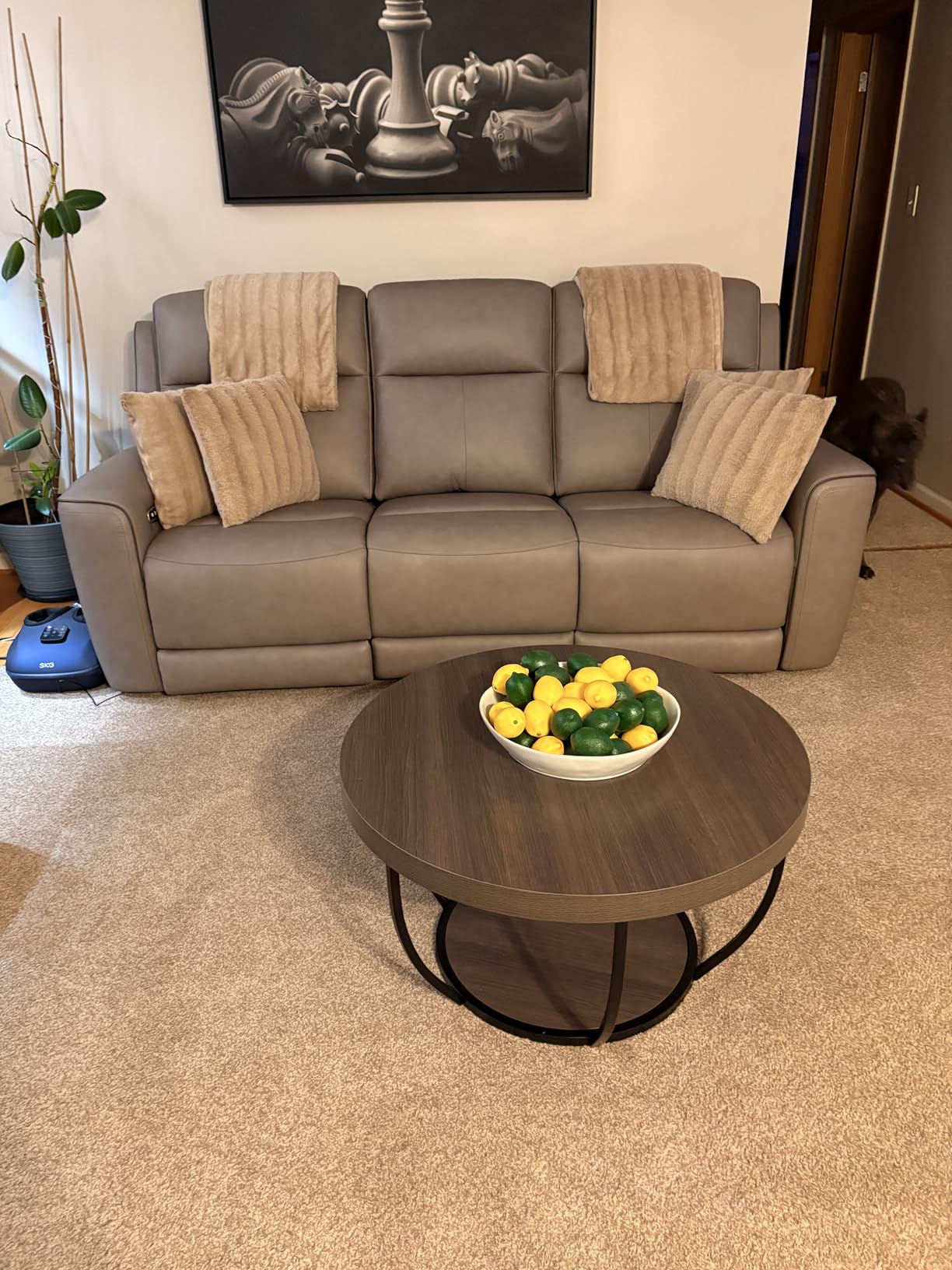 Tribesigns White and Gold Round Coffee Table, 31.7