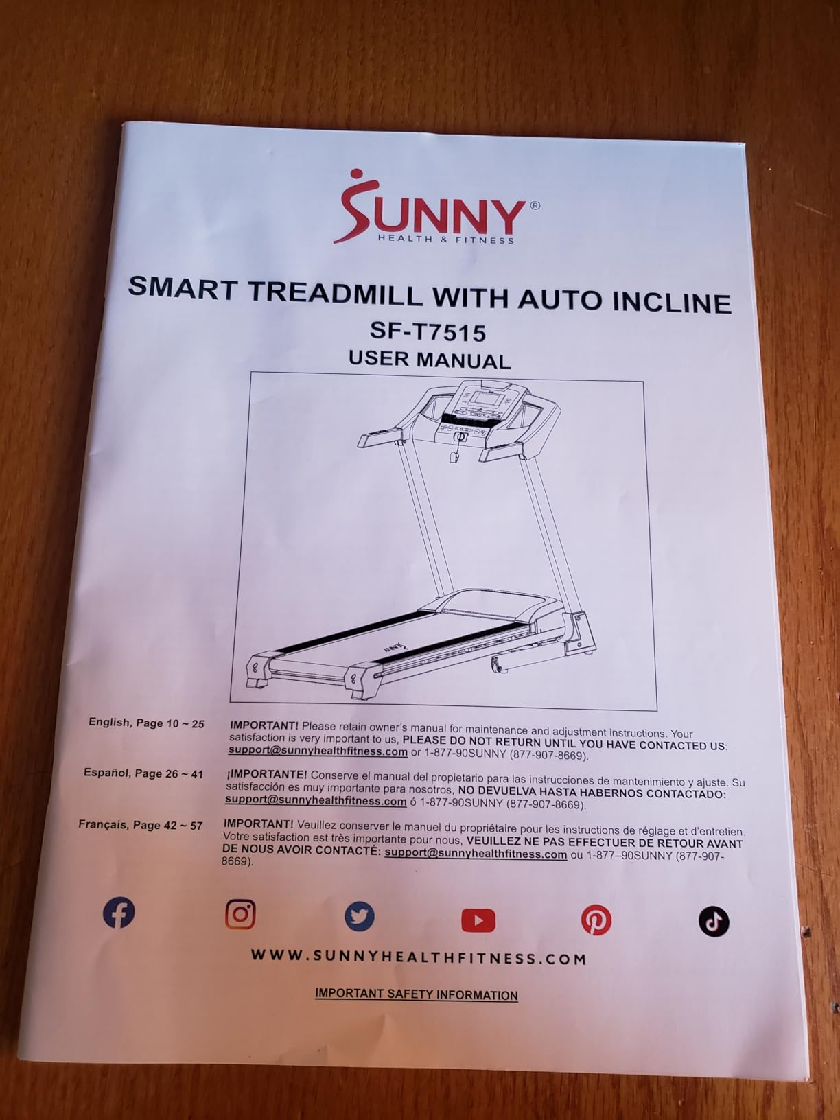 Sunny Health & Fitness Fully Assembled Auto Incline Treadmill for Home Gym customer photo 2