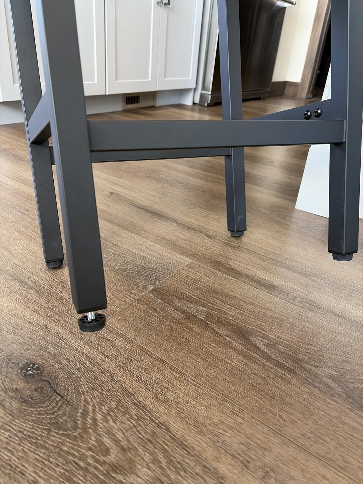 Raynesys 24 Inche Bonded Leather Counter Height Bar Stools Set of 2 Square | Barstools with Thick Bonded Leather Saddle Seats & Heavy Duty Metal Base for Kitchen Counter, Easy Assembly, All Black customer photo 1