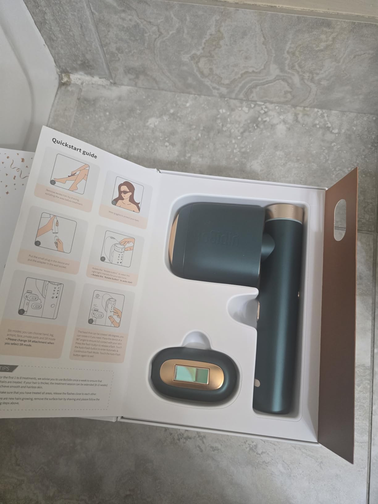 Laser Hair Removal, BoSidin IPL Hair Removal with Painless Ice-Cooling, 2-in-1 Face SR Rejuvenation, 6+1 Modes, 6 Levels Hair Removal for Women Permanent, Laser Hair Removal Kit with Shaver, Goggles customer photo 1