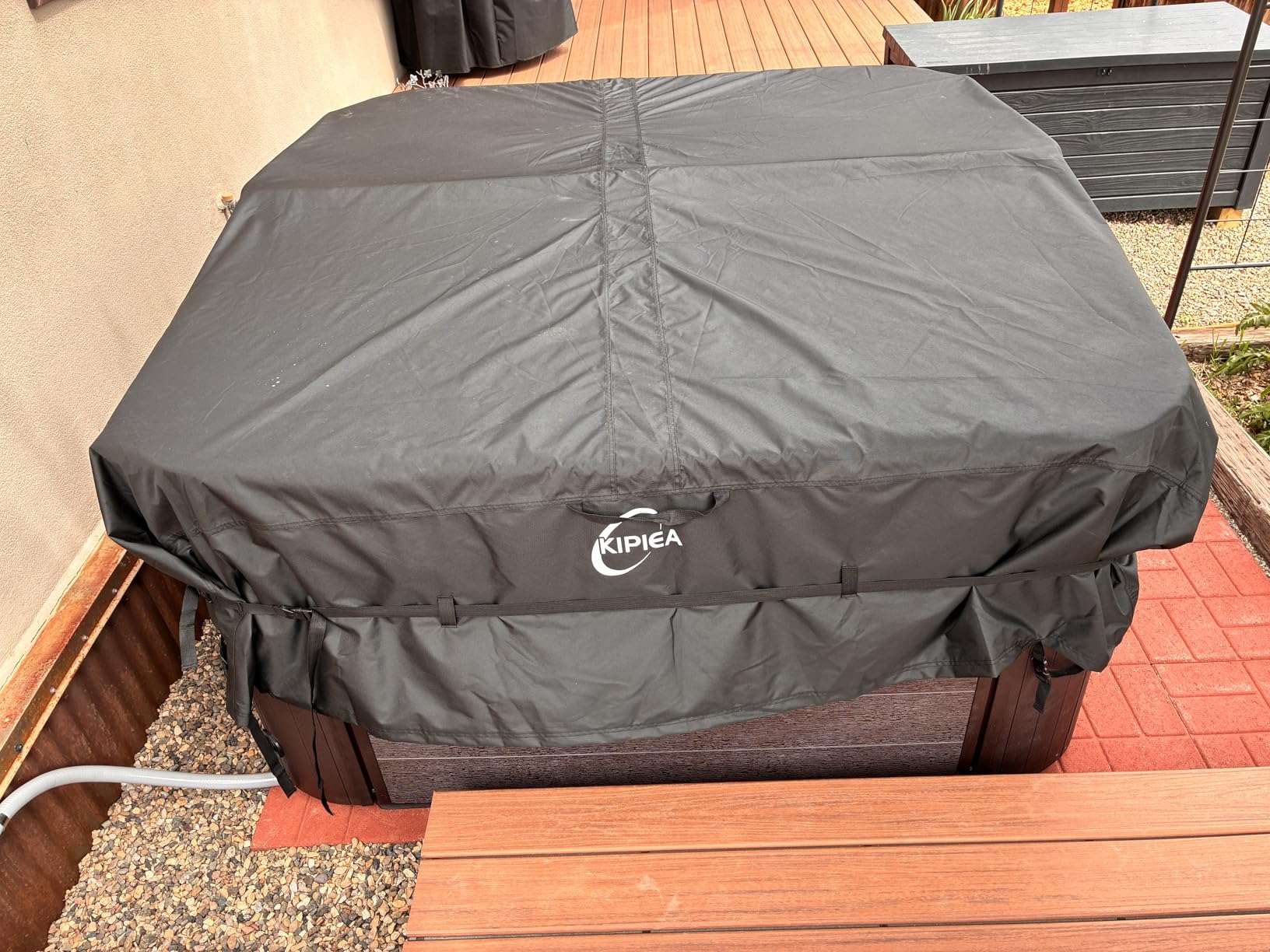 Kipiea 600D Outdoor Waterproof Square Hot Tub Cover Protector, Heavy Duty Polyester SPA Cover UV Protection Cover 85