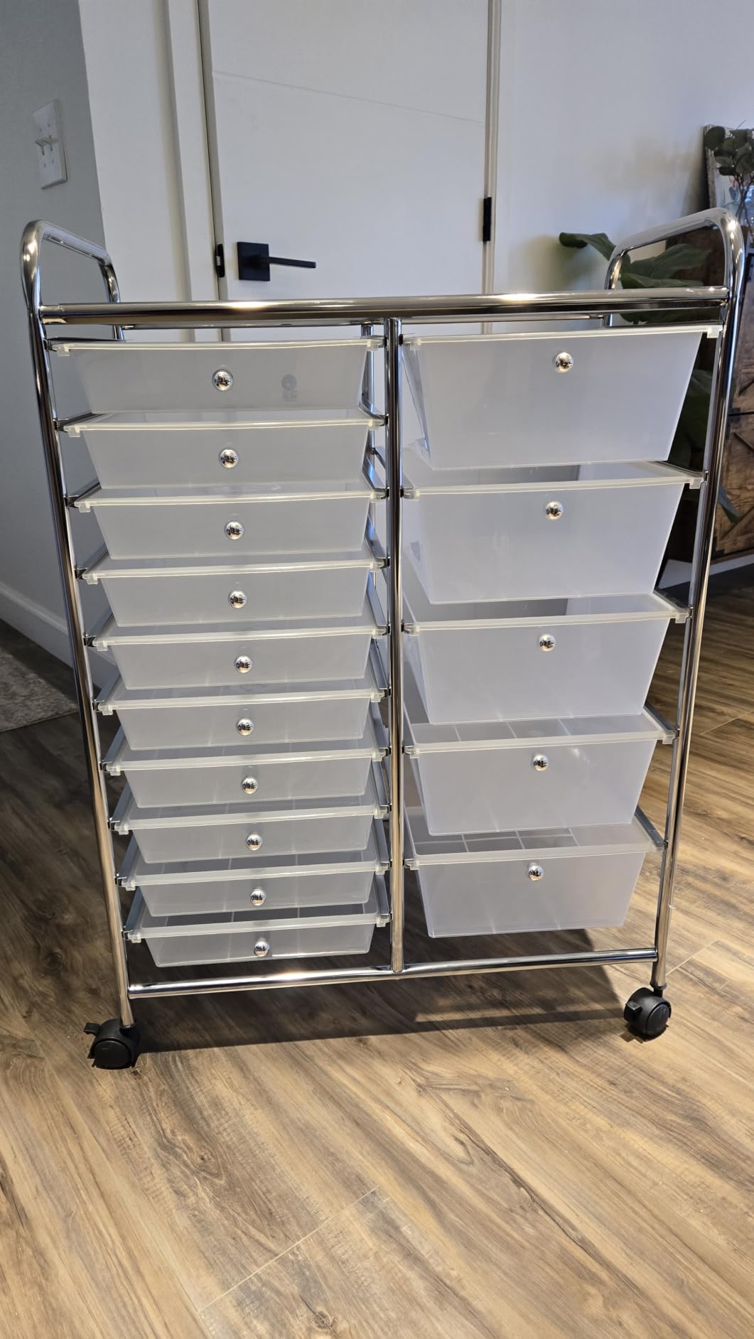 LDAILY 15 Drawer Rolling Storage Cart, Rolling Cart with Drawers for Classroom, Art Supply Craft Organizer on Wheel with Metal Frame & Handles for Home Office School customer photo 1