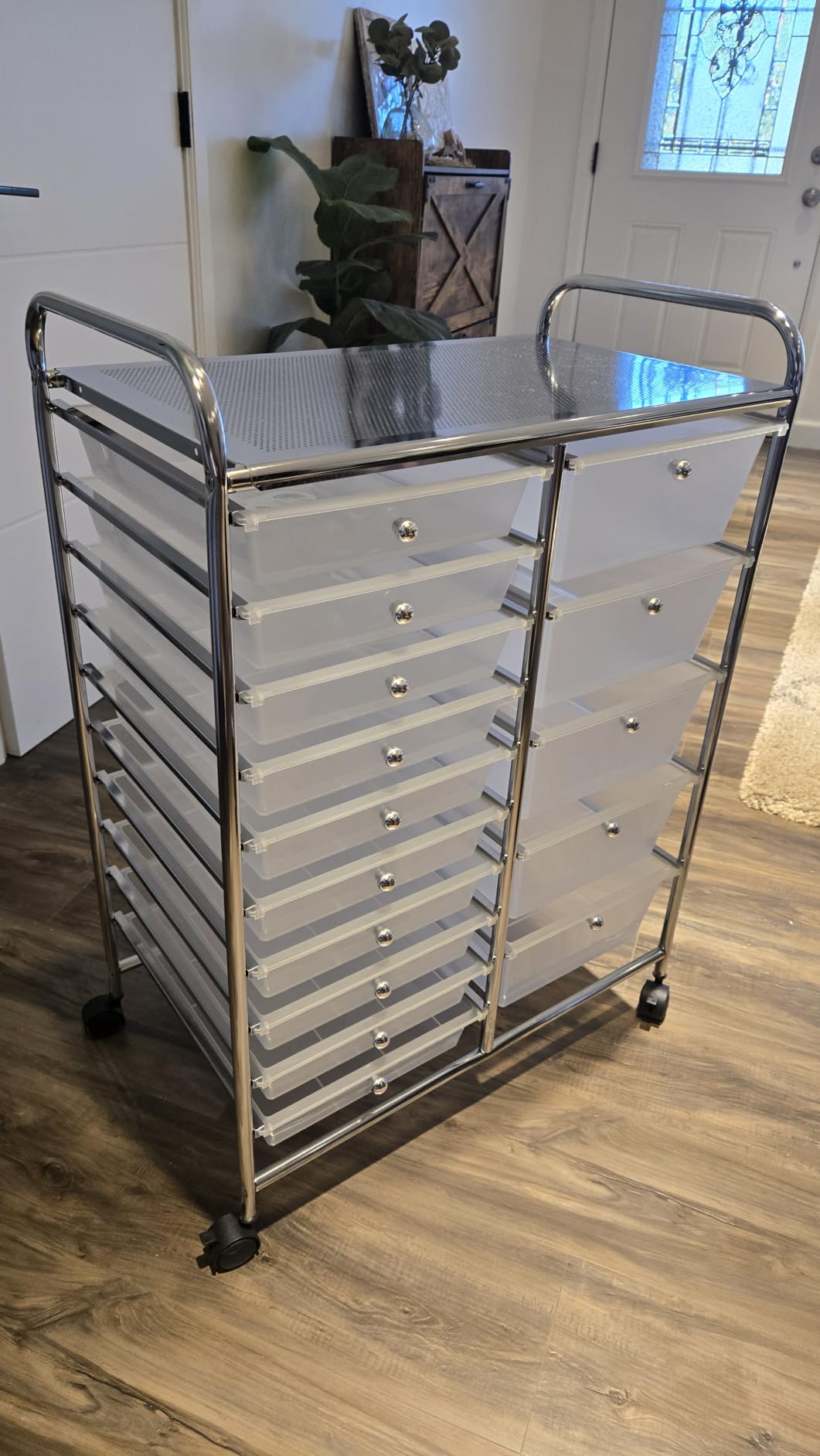 LDAILY 15 Drawer Rolling Storage Cart, Rolling Cart with Drawers for Classroom, Art Supply Craft Organizer on Wheel with Metal Frame & Handles for Home Office School customer photo 2