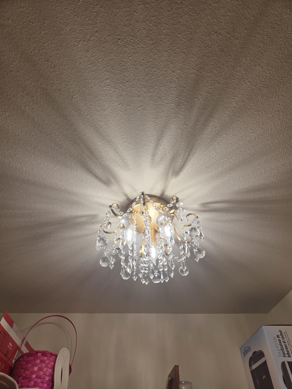 Q&S Modern Gold Crystal Chandelier Amber Crystal Pendant Light 6 Lights for Bedroom Dining Room Entryway Hallway Office Bathroom UL Listed customer photo 2