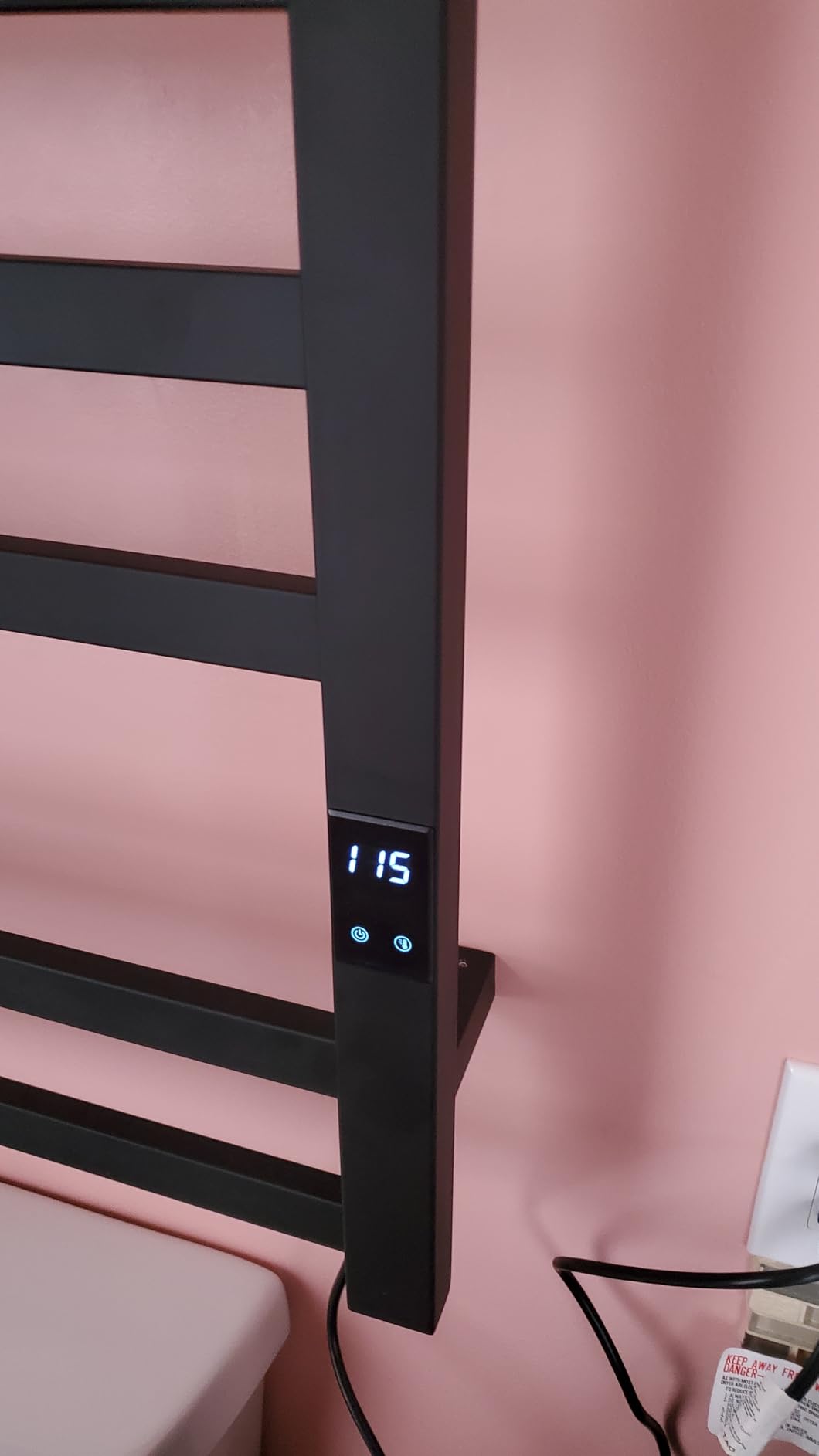 Heated Towel Rack, 8-Bar Wall Mount, Matte Black Stainless Steel | 304 stainless steel, 115-155°F adjustable, 1-24H auto shut-off timer, plug-in or hardwired, 160W, fits bath towels and robes customer photo 2
