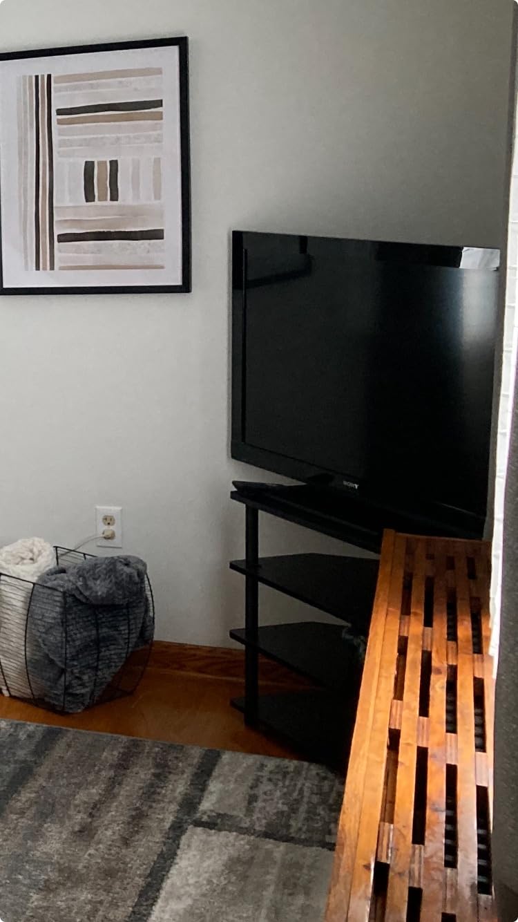 Furinno Jensen TV Stand, 4-Tier Corner Entertainment Center with Storage Shelf, TV Console for TV up to 55 Inch, Open Back, for Living Room, Bedroom, Espresso customer photo 1