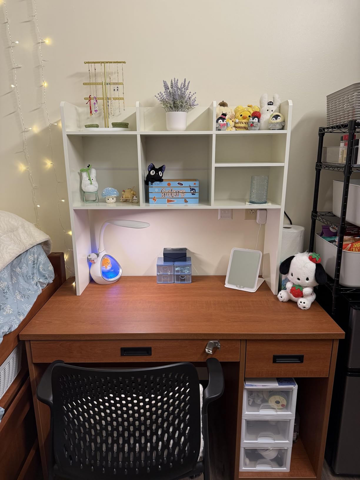 ChooChoo Desk Hutch Dorm, Desktop Bookshelf with 7 Shelves | Desktop Shelf, Bookshelf Storage for College Dorm Office Home, White customer photo 1