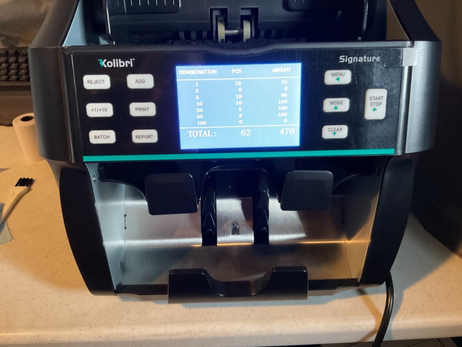 KOLIBRI Money Counter Machine I LCD Display I Business Grade I Advanced IR/UV/MG/MT/DD/HLF Detection I Mixed Denomination I Multi-Currency I Back Loading I 3-Years Warranty I KBR-500 customer photo 2