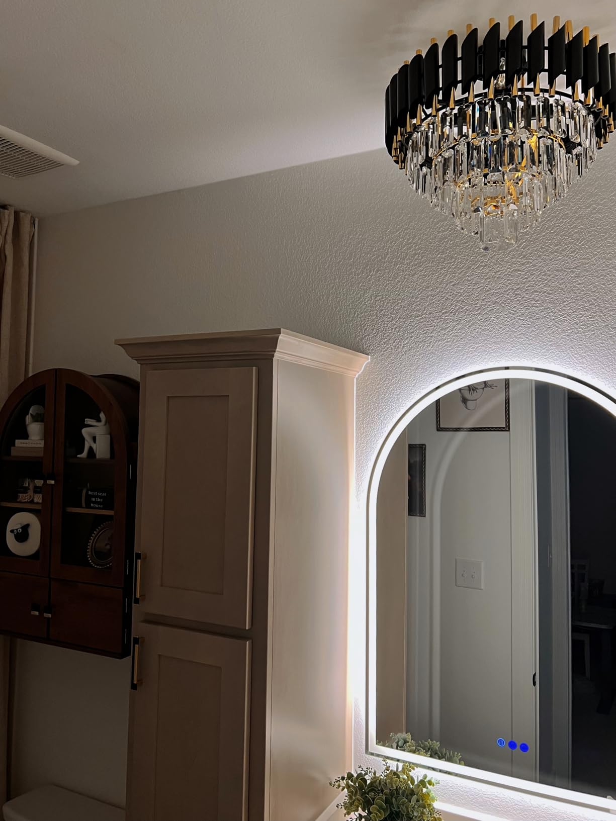 Modern Chandelier Gold and Black Crystal Chandeliers 4-Tier 20 Inch Round Hanging Crystal Pendant 7 Lights Fixture for Dining Room Bedroom Living Room Farmhouse, Clear customer photo 1