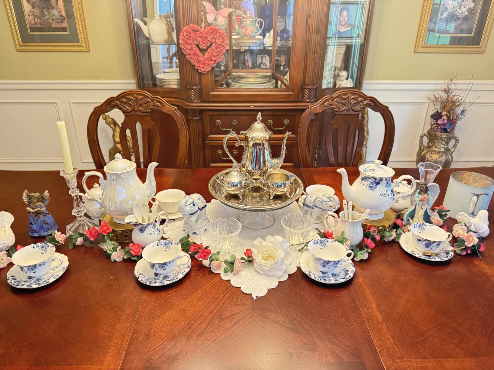 21-Piece Bone China Tea Set for Adults, Blue and White Porcelain Tea Set for 6, Vintage Floral Tea Cup Set With Teapot, Tea Party Sets for Women Gift, Gift Box customer photo 2