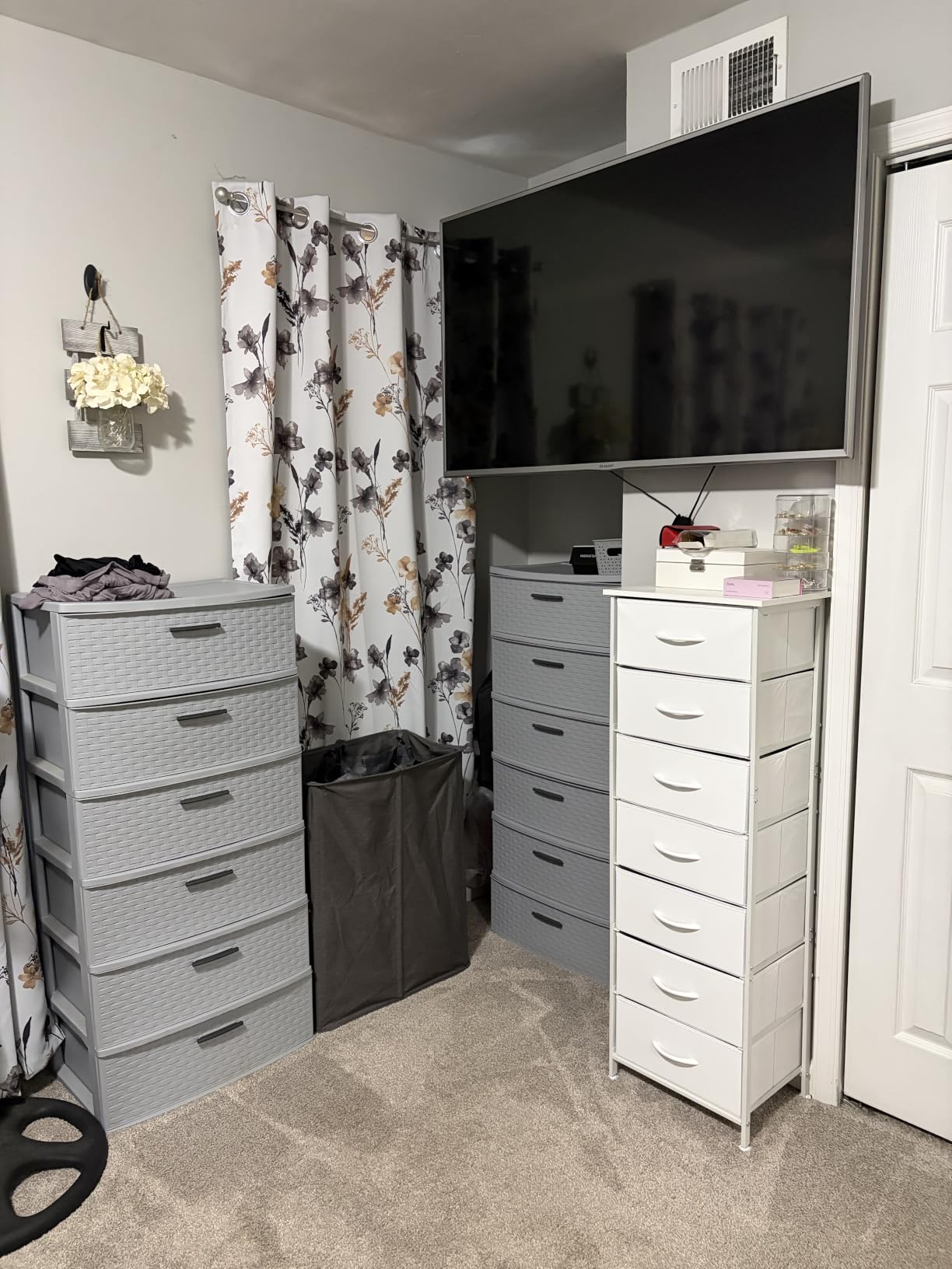 Fixwal Tall Skinny Dresser with 7 Fabric Drawers, Slim Dresser, Black | 47.5in height, 15.7in width, wooden top, breathable non-woven fabric, anti-tipping fittings, stable steel frame customer photo 2