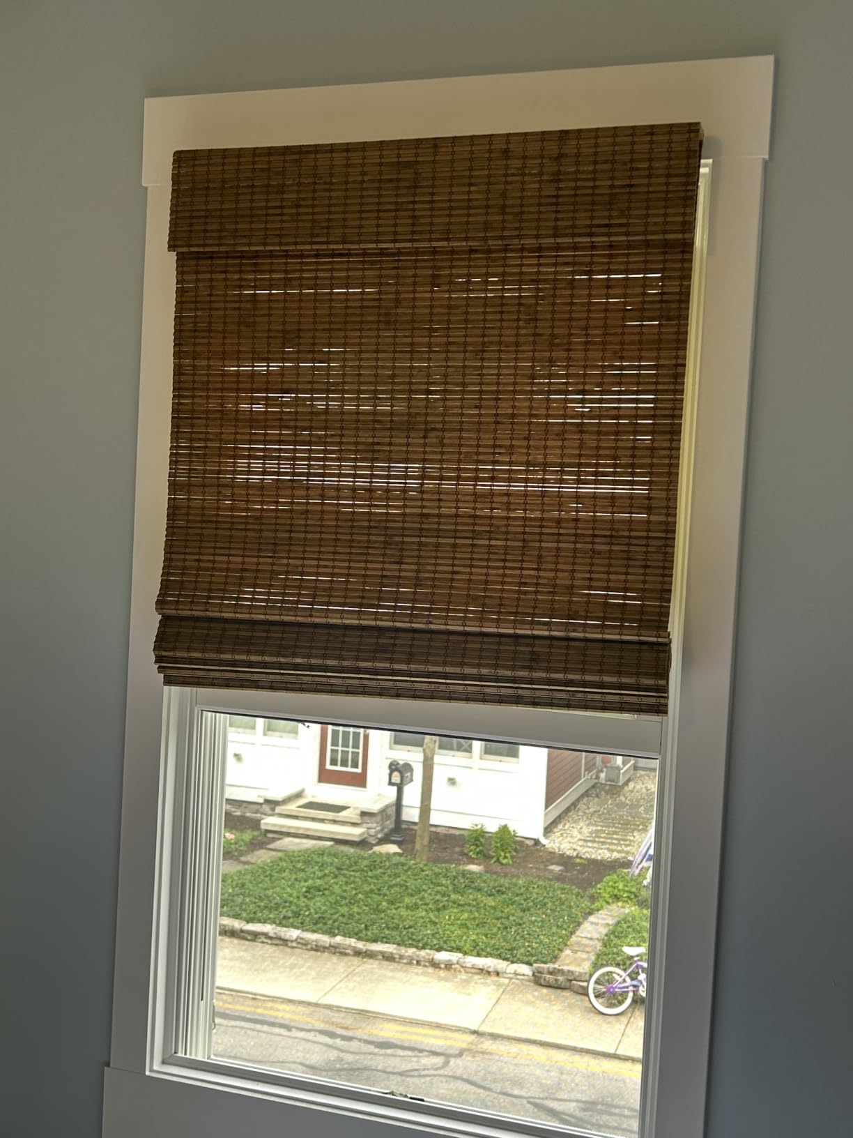 LazBlinds Cordless Bamboo Roman Shades, 34.5x48, Highfield Teak | Privacy Blinds, Room Darkening Roll Up Bamboo Blinds for Home & Patio customer photo 2