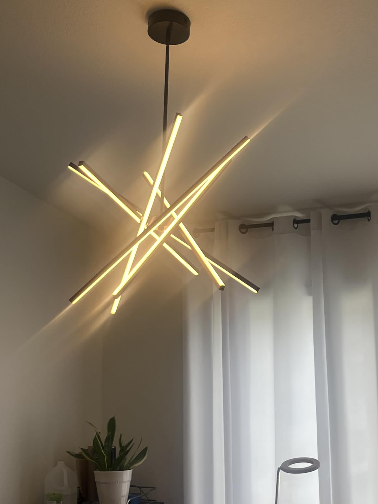 Modern Gold Chandelier Light Fixtures - LED 6-Lights Dining Room Linear Chandeliers Pendant Lights Fixture Over Table 3000K 4500K 6000K 3-Color Dimmable for Kitchen Island Living Room customer photo 1