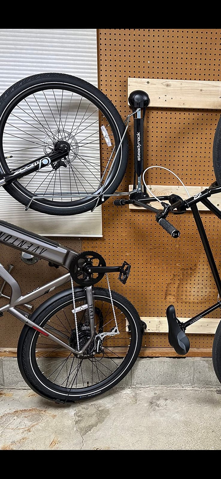 Steadyrack Swivel Bike Wall Mount, Vertical Bike Rack for Garage Storage | Roll-in design, no heavy lifting. Holds road and gravel bikes to 77 lb, steel build, fits apartments, sheds. customer photo 2