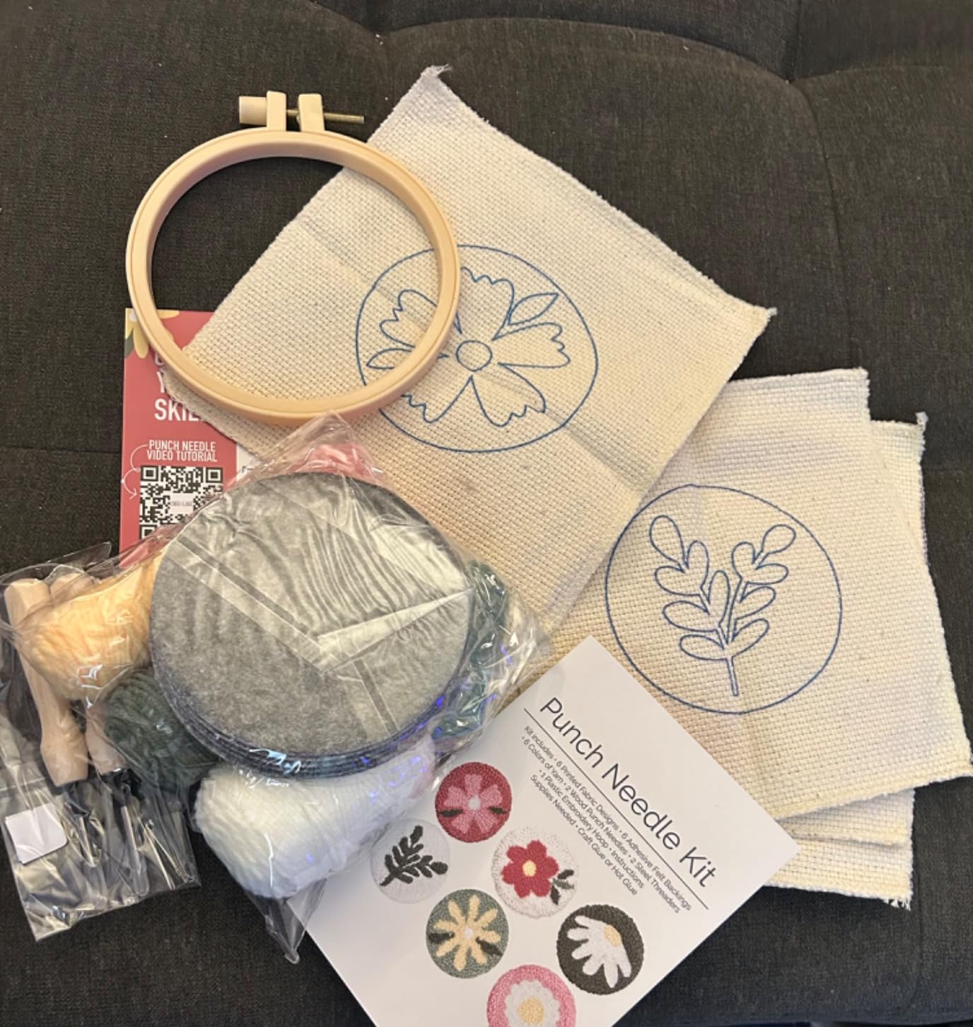 Emri Lane Punch Needle Kit - 6 Floral Design Punch Needle Embroidery Kit | w/ Monk Cloth, Embroidery Hoop, Yarn & More - Essential Punch Needle Supplies for Crafters - Ideal Punch Art for Beginners customer photo 2