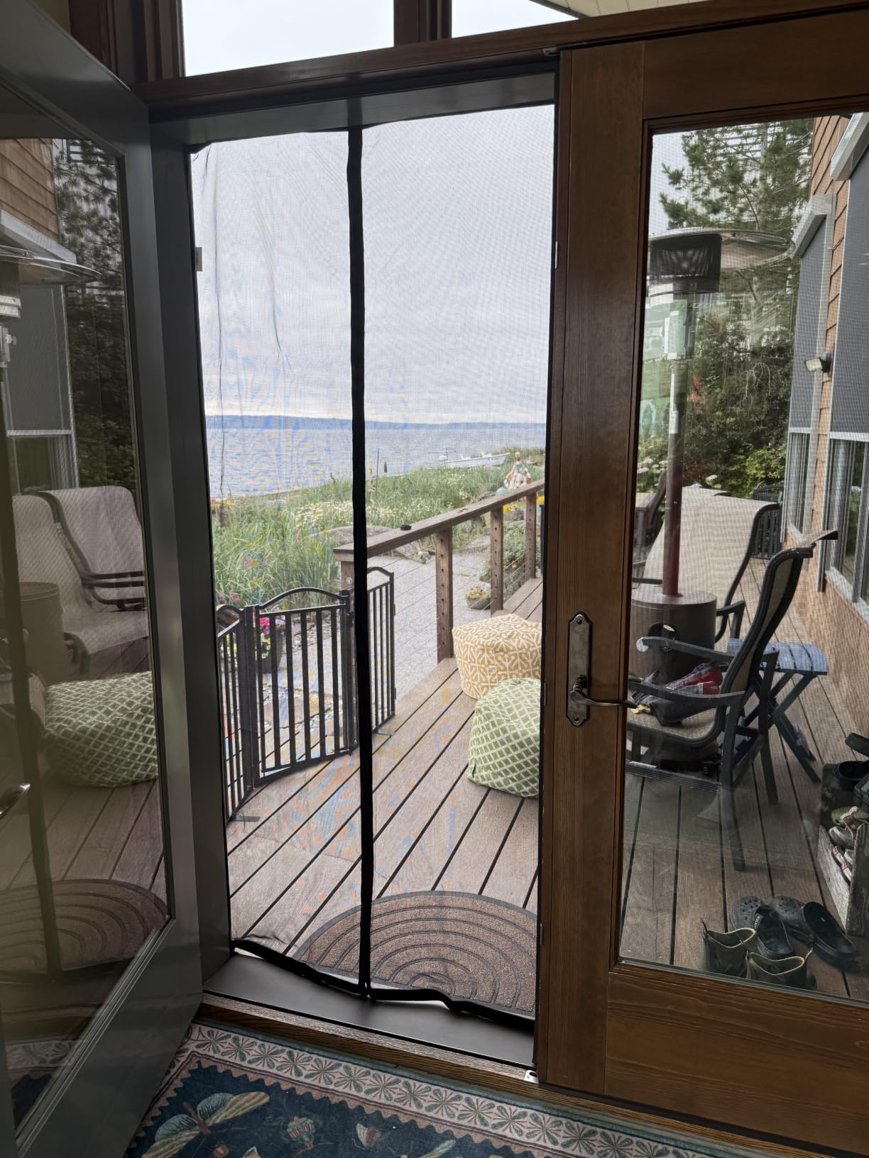 Reversible Side Opening Wide Magnetic Screen Door for Sliding & French Door - Heavy Duty Thicker Reinforced Mesh bug Door Screen Magnetic Closure, Screen 74