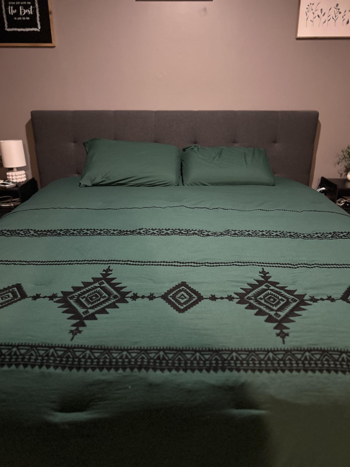 MaiRêve Embroidery Queen Comforter Set 7 Pieces Olive Green Bed in a Bag - Western Boho Farmhouse Bedding Sets customer photo 1
